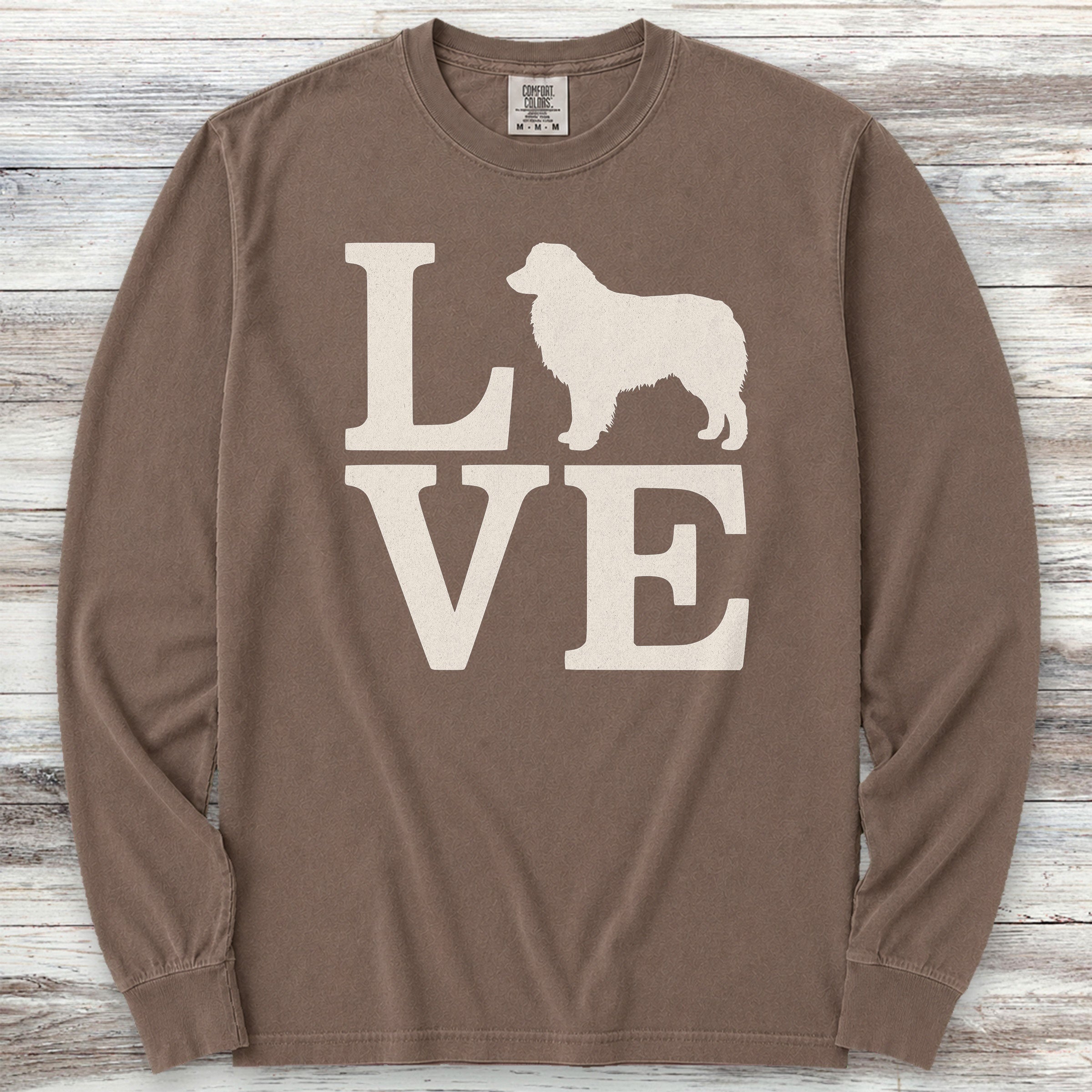 Australian Shepherd Love Long Sleeve Tee - Espresso