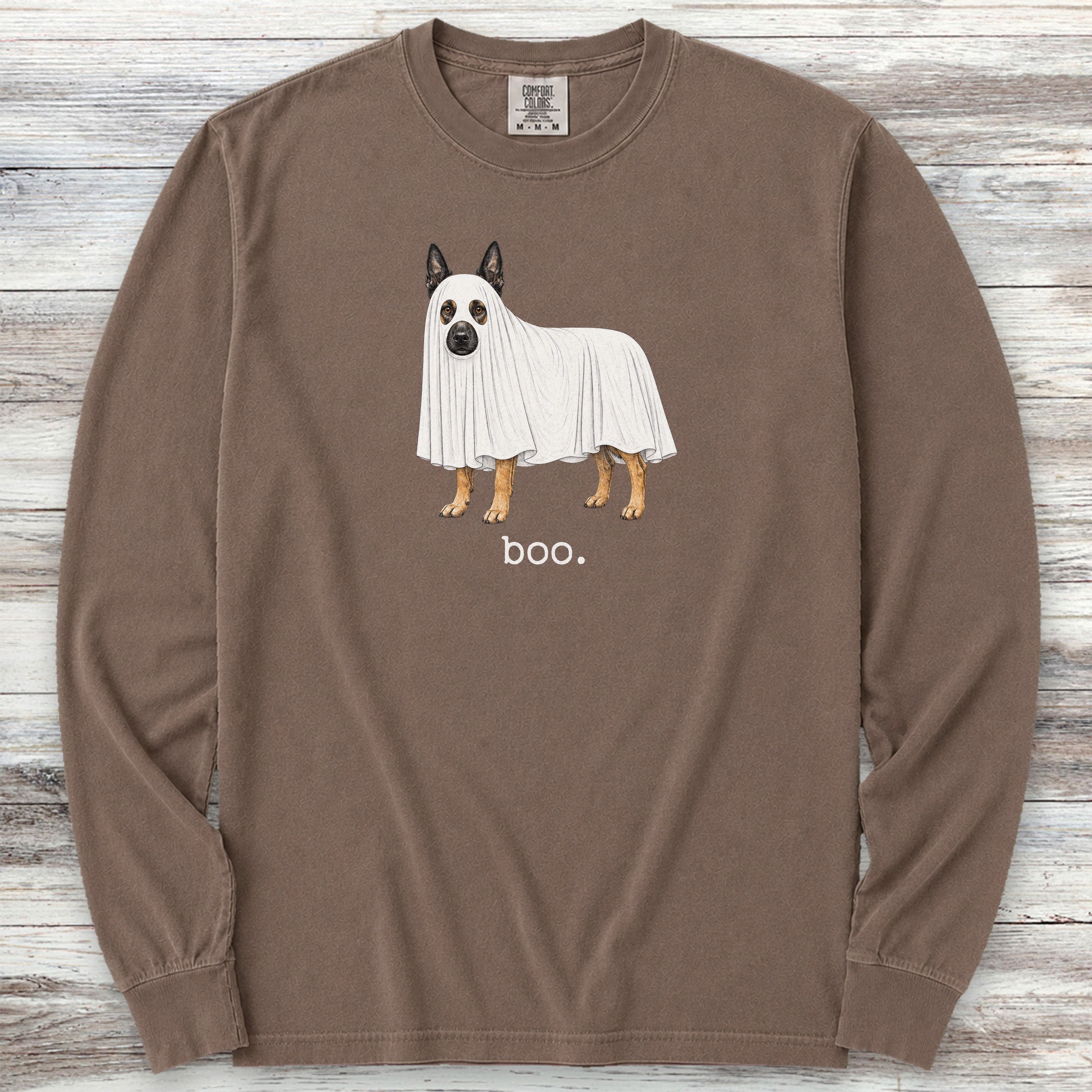 Belgian Malinois Boo Long Sleeve Tee - Espresso