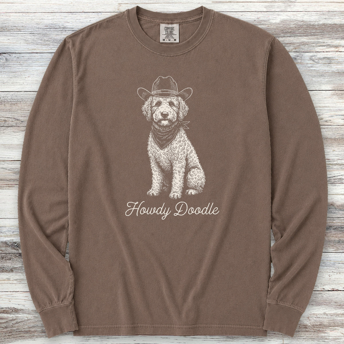 Labradoodle Howdy Doodle Long Sleeve Tee - Espresso
