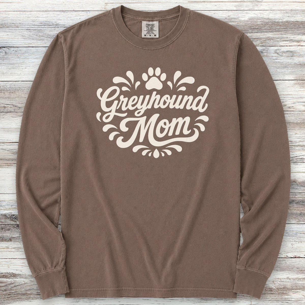 Greyhound Groovy Mom Long Sleeve Tee - Espresso