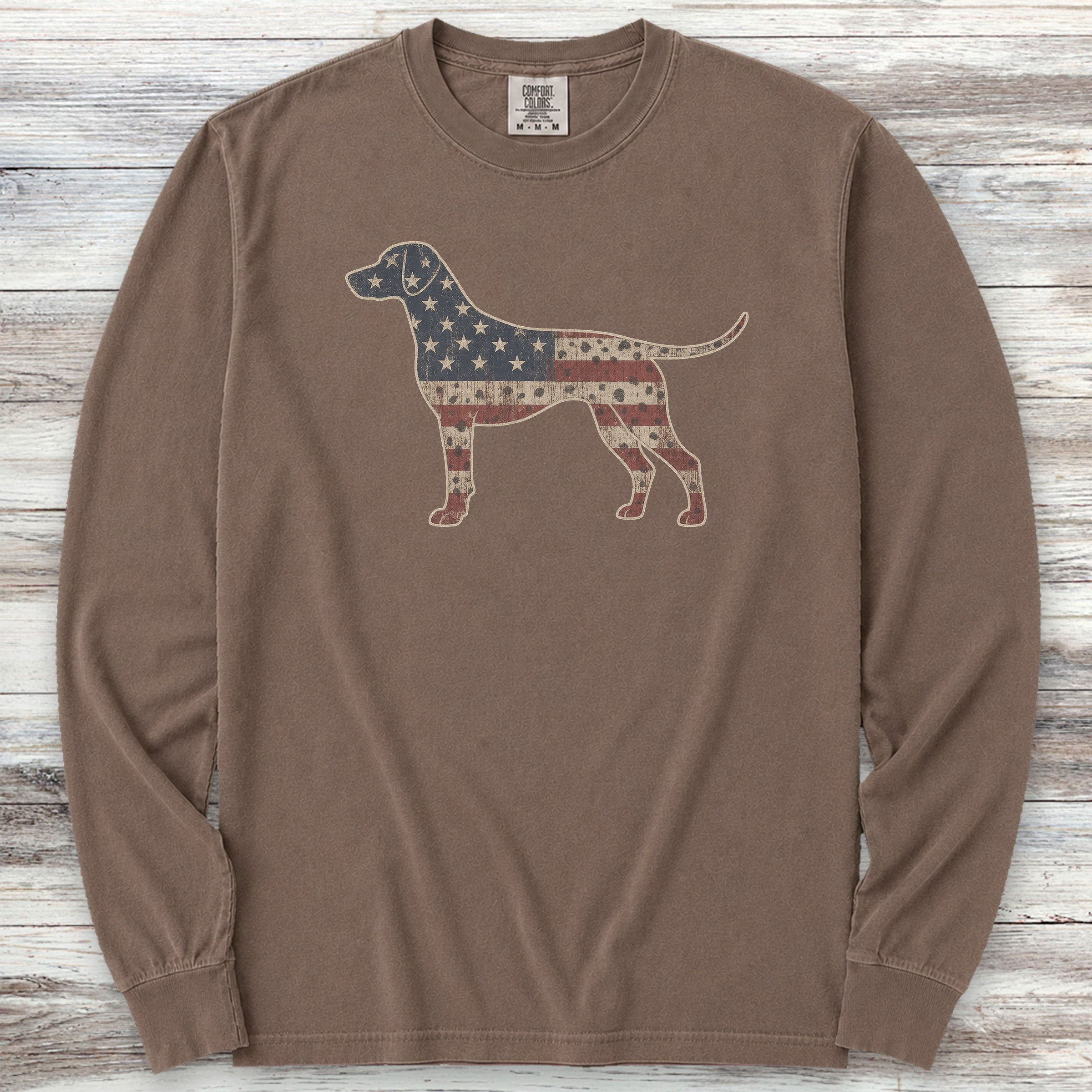 Dalmatian Vintage USA Long Sleeve Tee - Espresso