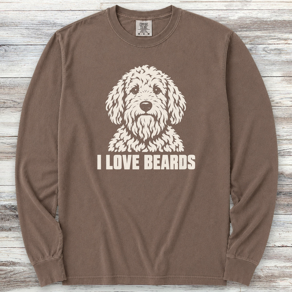 Doodle I Love Beards Long Sleeve Tee - Espresso