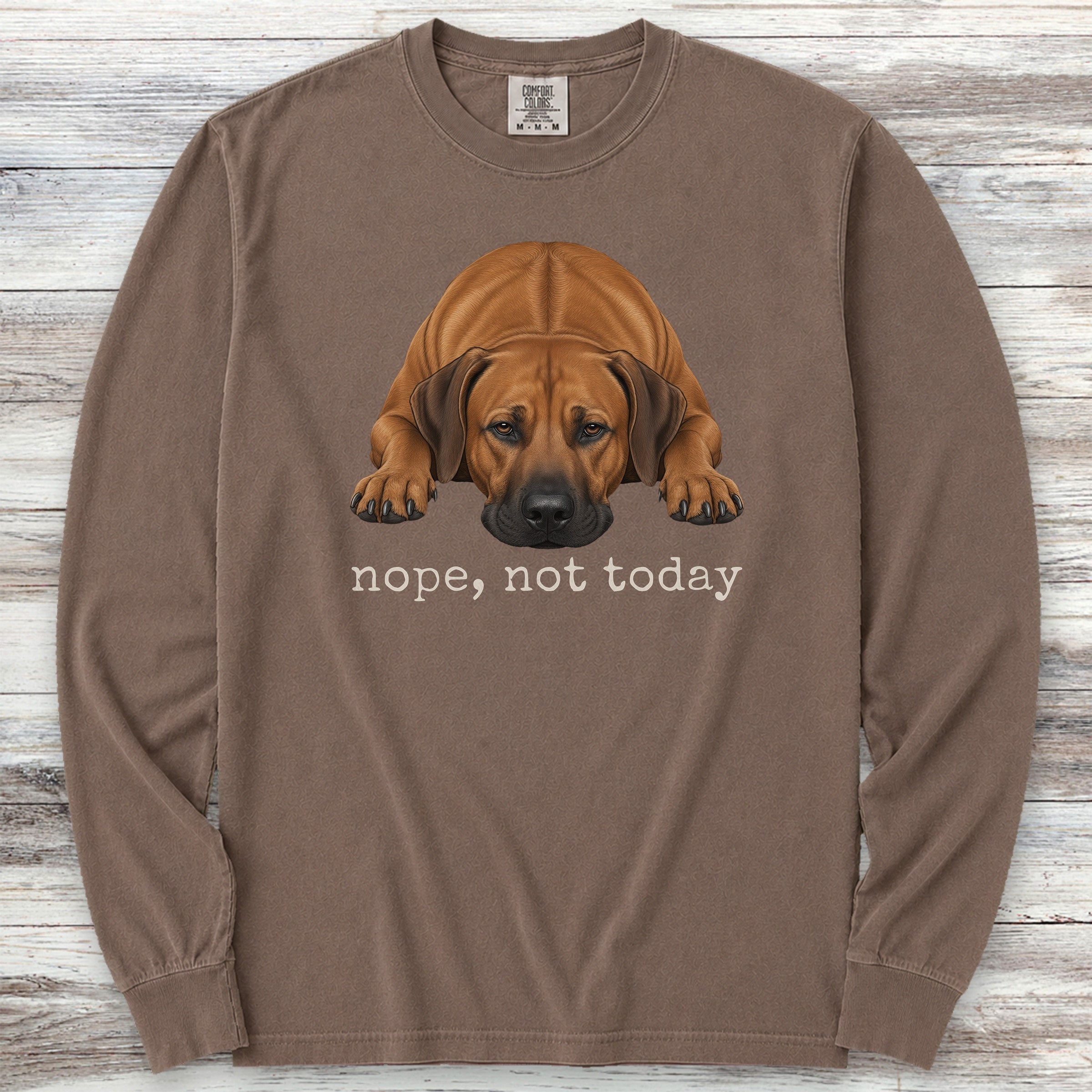 Rhodesian Ridgeback Nope Long Sleeve Tee - Espresso