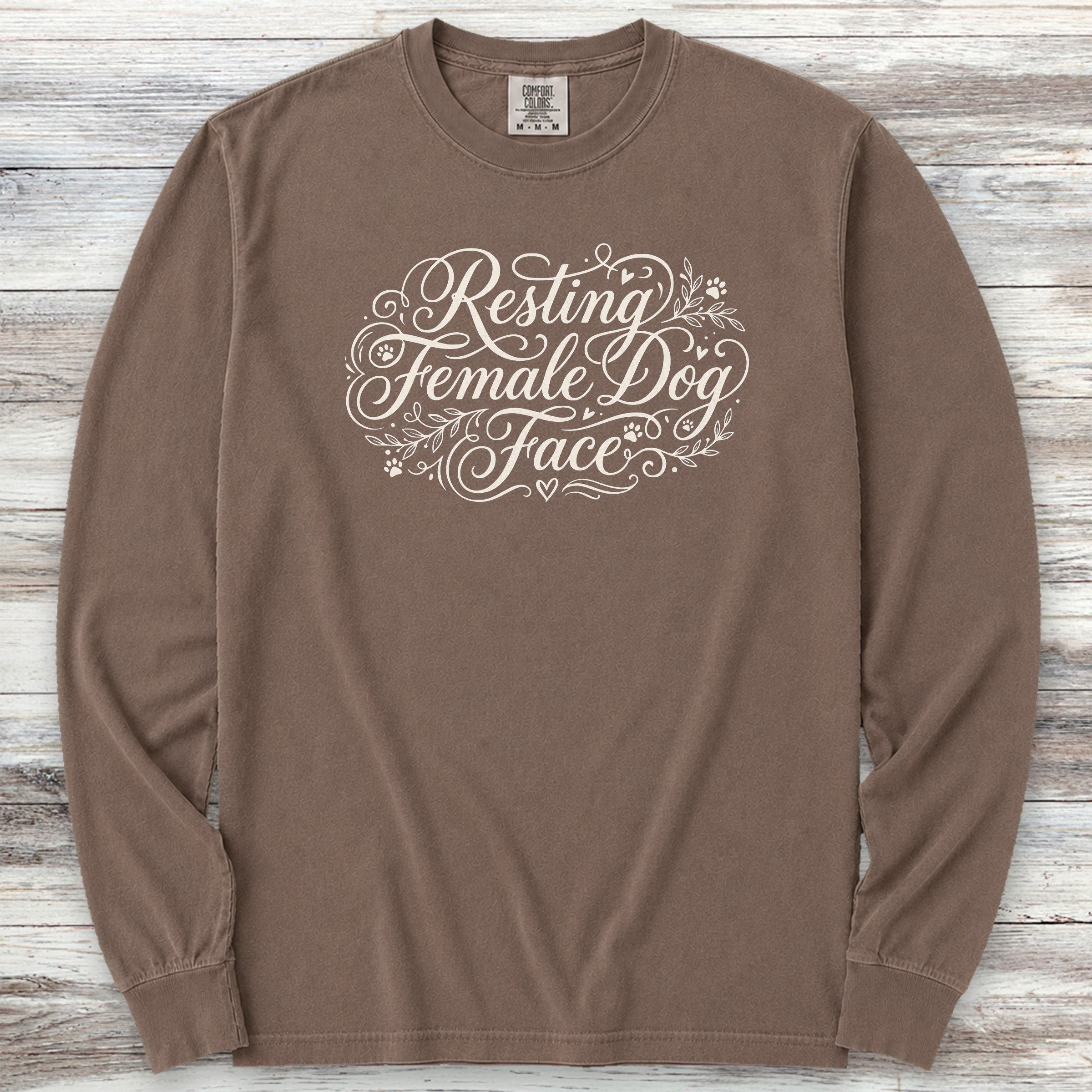 Resting Female Dog Face Long Sleeve Tee - Espresso