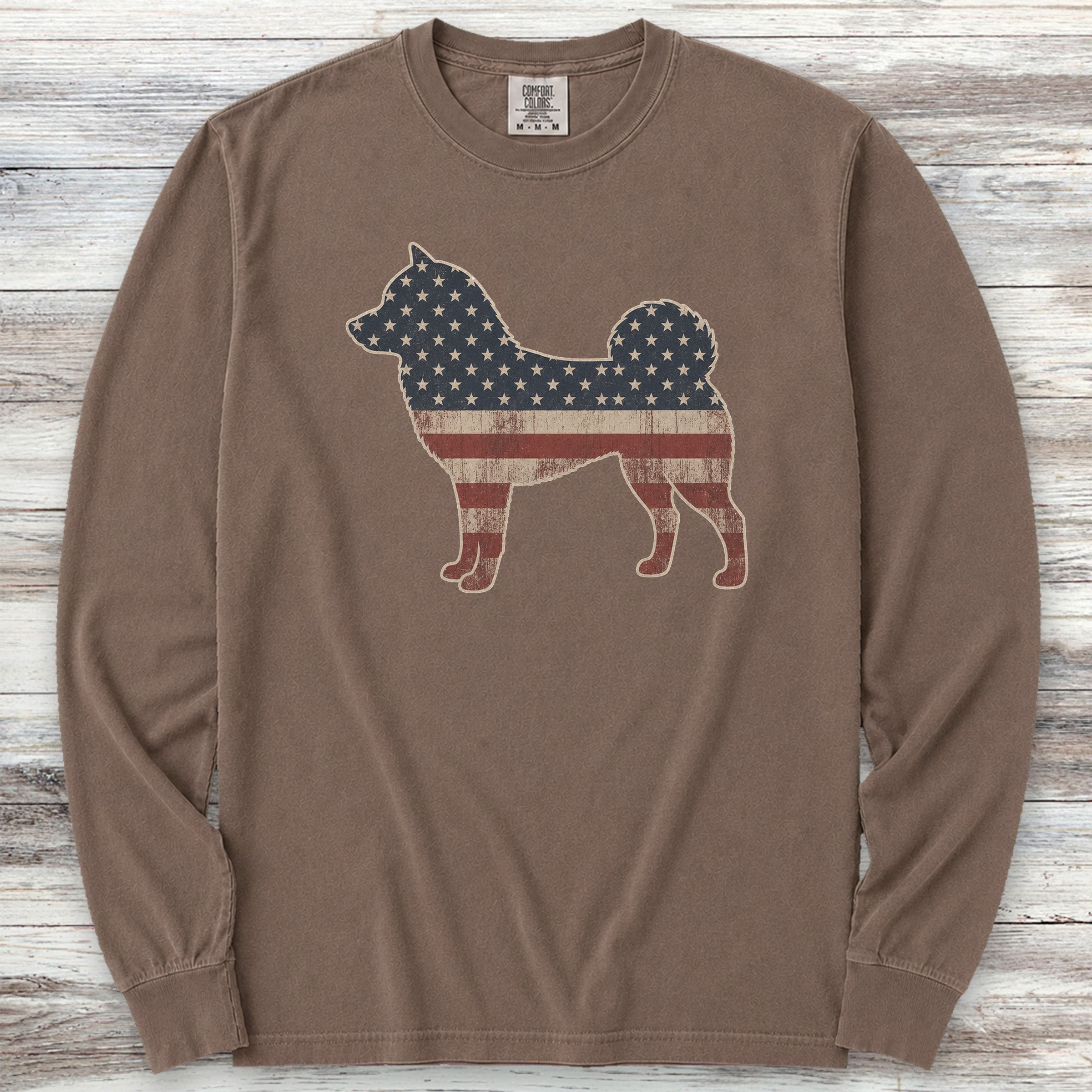 Shiba Inu Vintage USA Long Sleeve Tee - Espresso