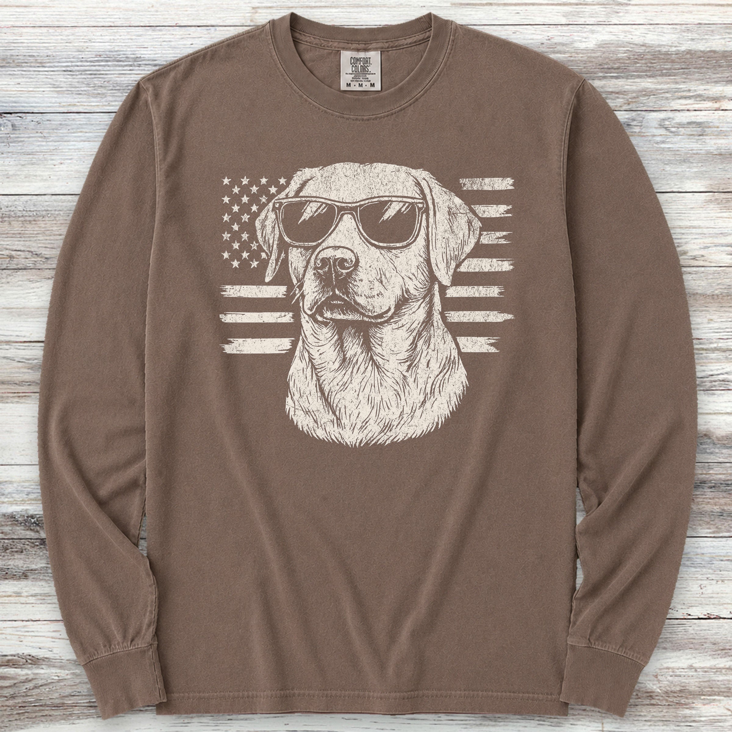 Labrador Retriever Flag Long Sleeve Tee - Espresso