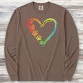 Rainbow Heart Long Sleeve Tee - Espresso