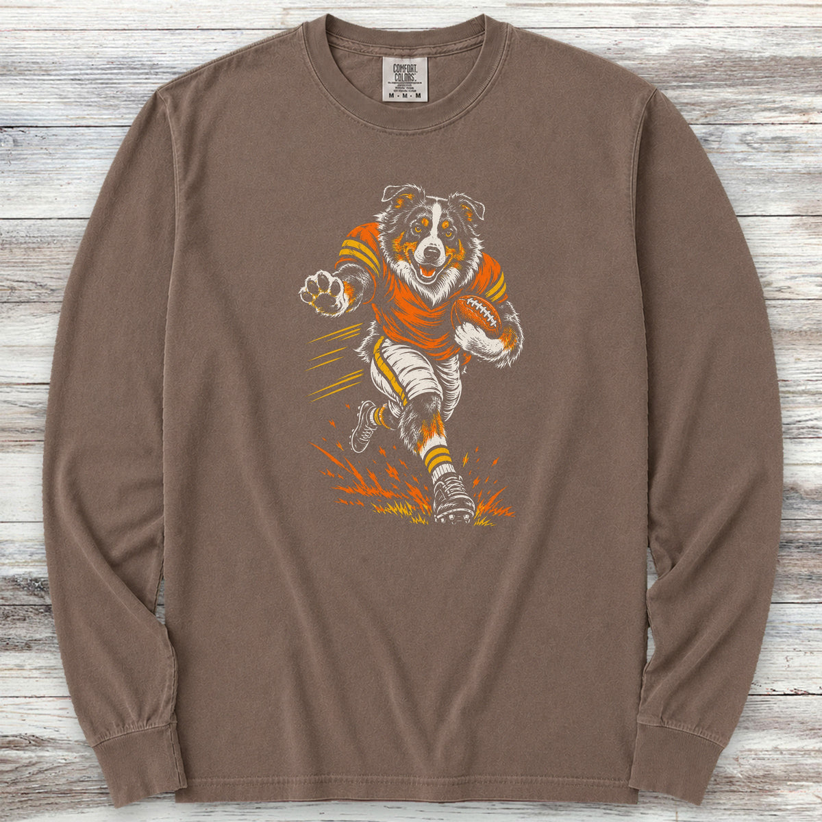 Australian Shepherd Football Long Sleeve Tee - Espresso