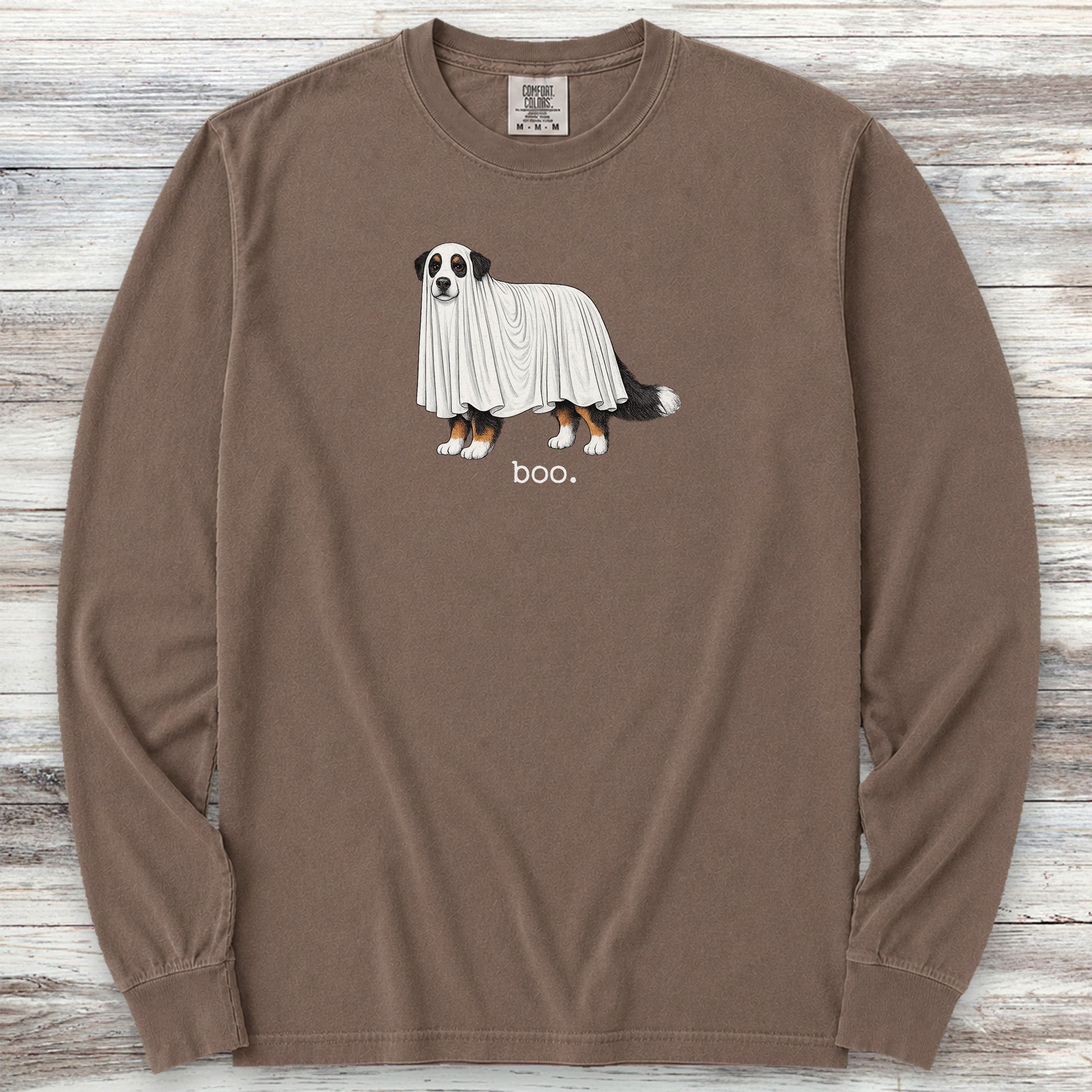 Bernese Mountain Dog Boo Long Sleeve Tee - Espresso