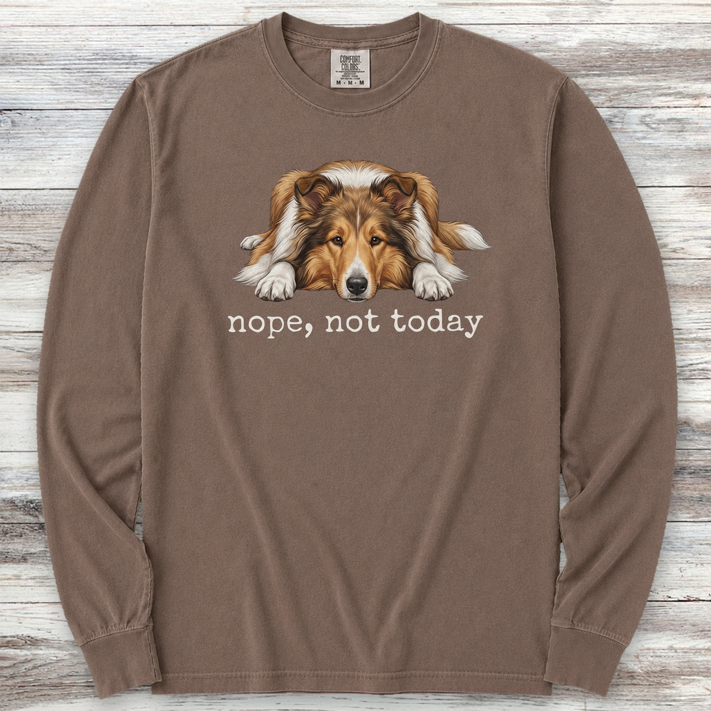 Rough Collie Nope Long Sleeve Tee - Espresso