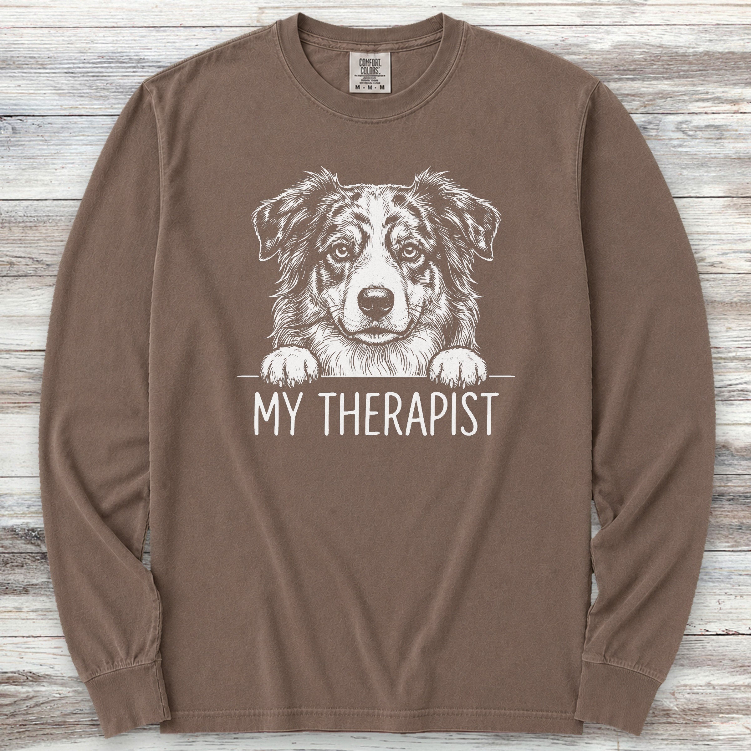 Australian Shepherd Therapist Long Sleeve Tee - Espresso