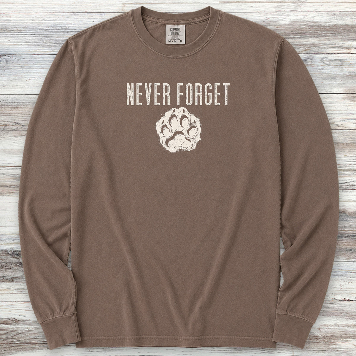 Never Forget Pawprint Long Sleeve Tee - Espresso