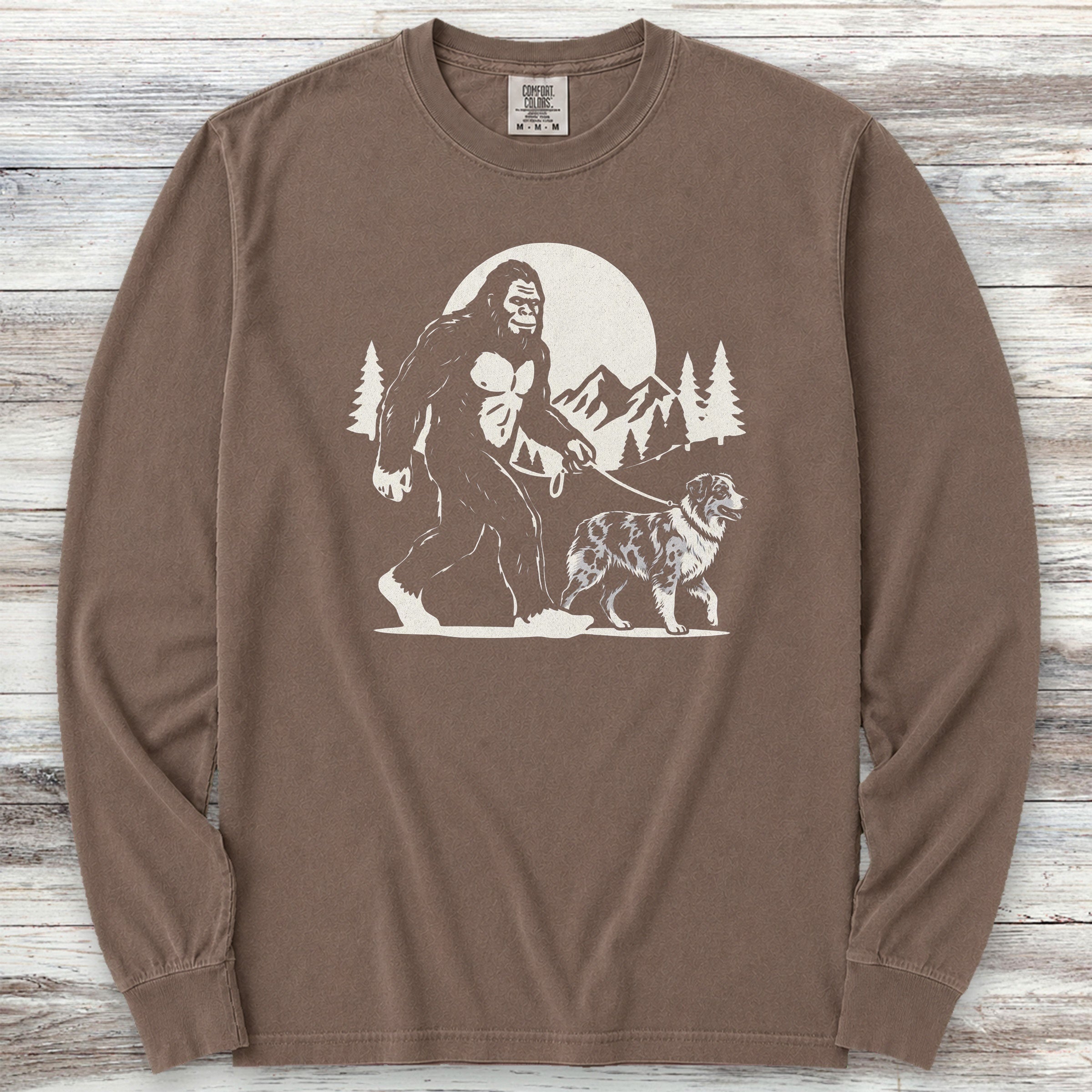 Australian Shepherd Merle Bigfoot Long Sleeve Tee - Espresso