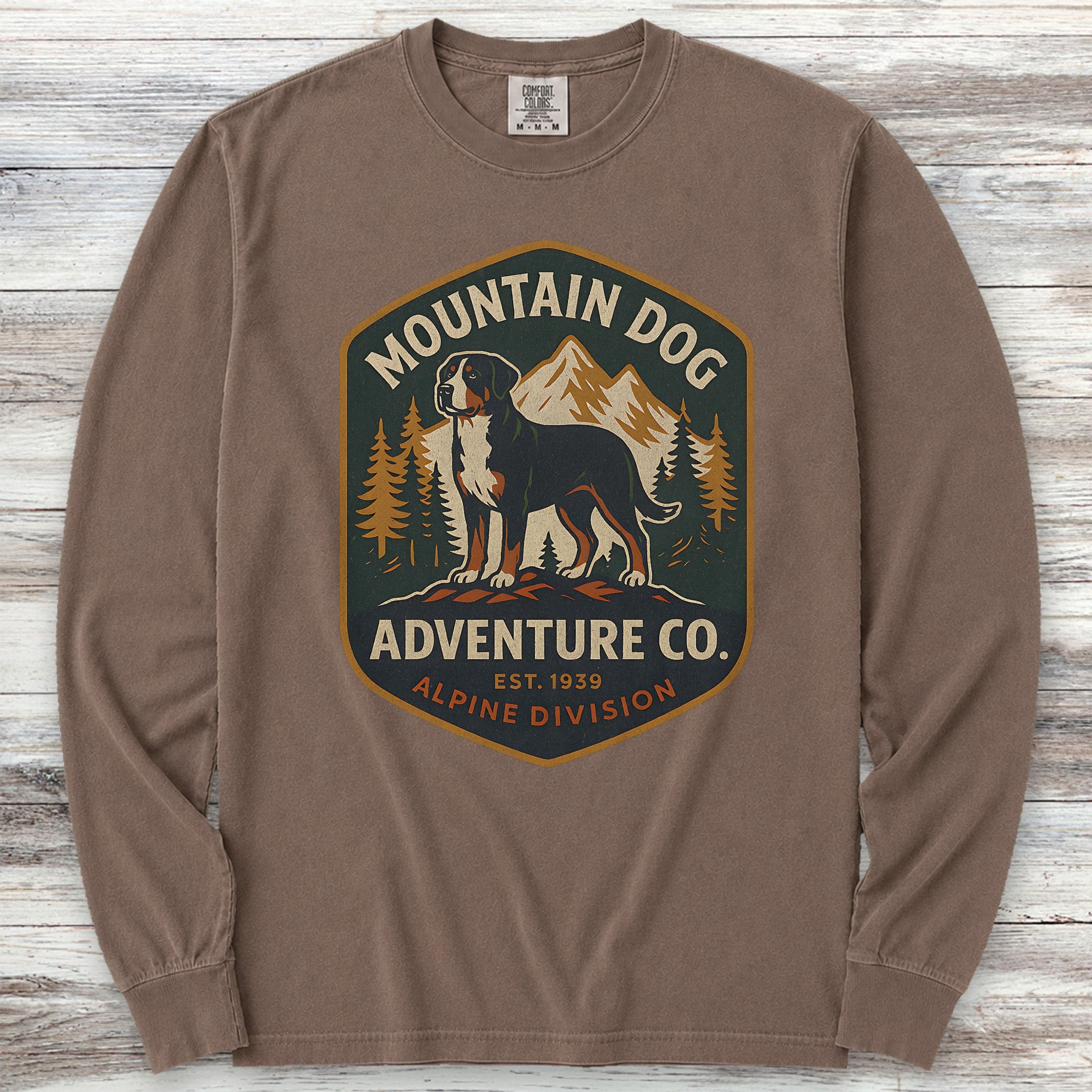 Swiss Mountain Dog Adventure Co Long Sleeve Tee - Espresso