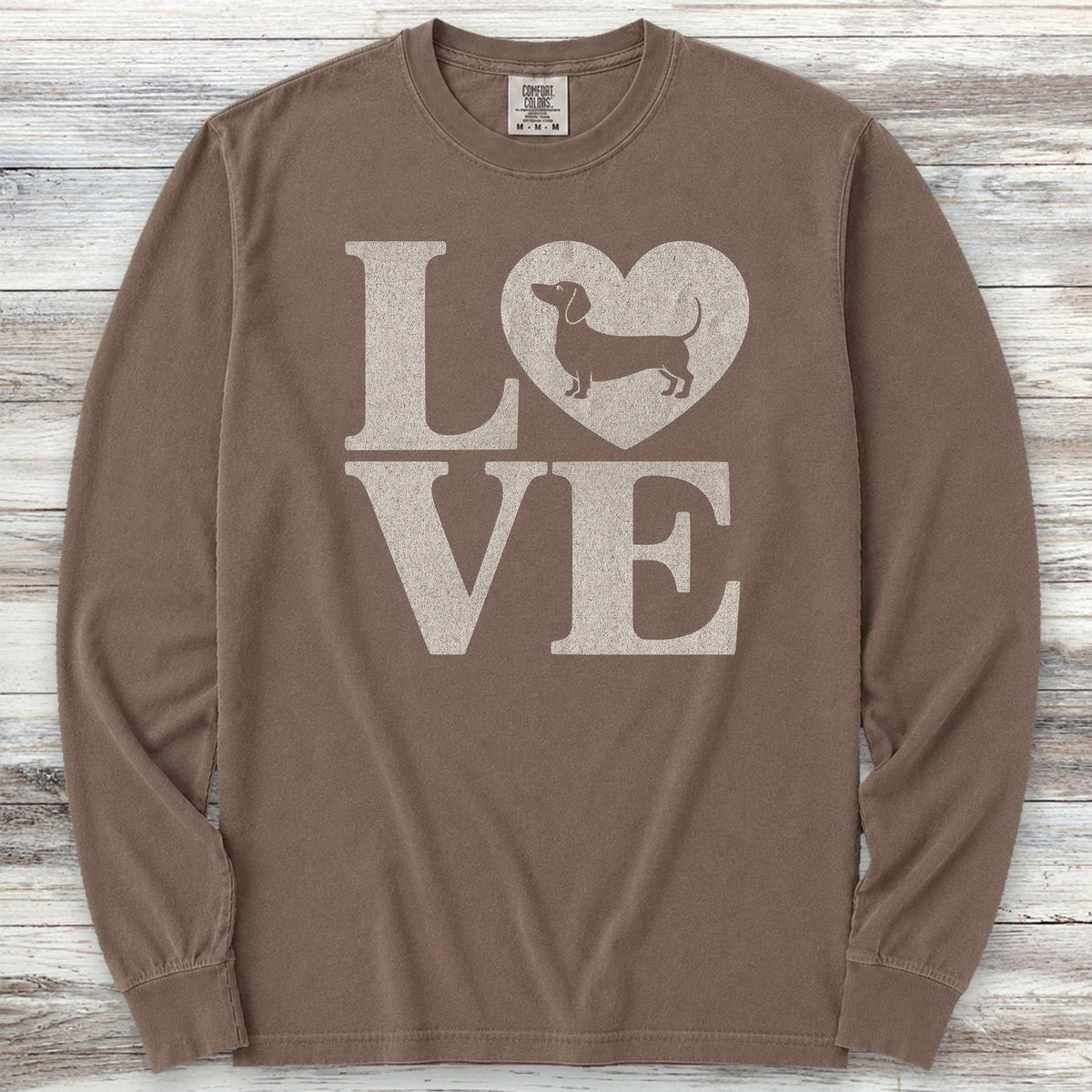 Dachshund Heart Long Sleeve Tee - Espresso