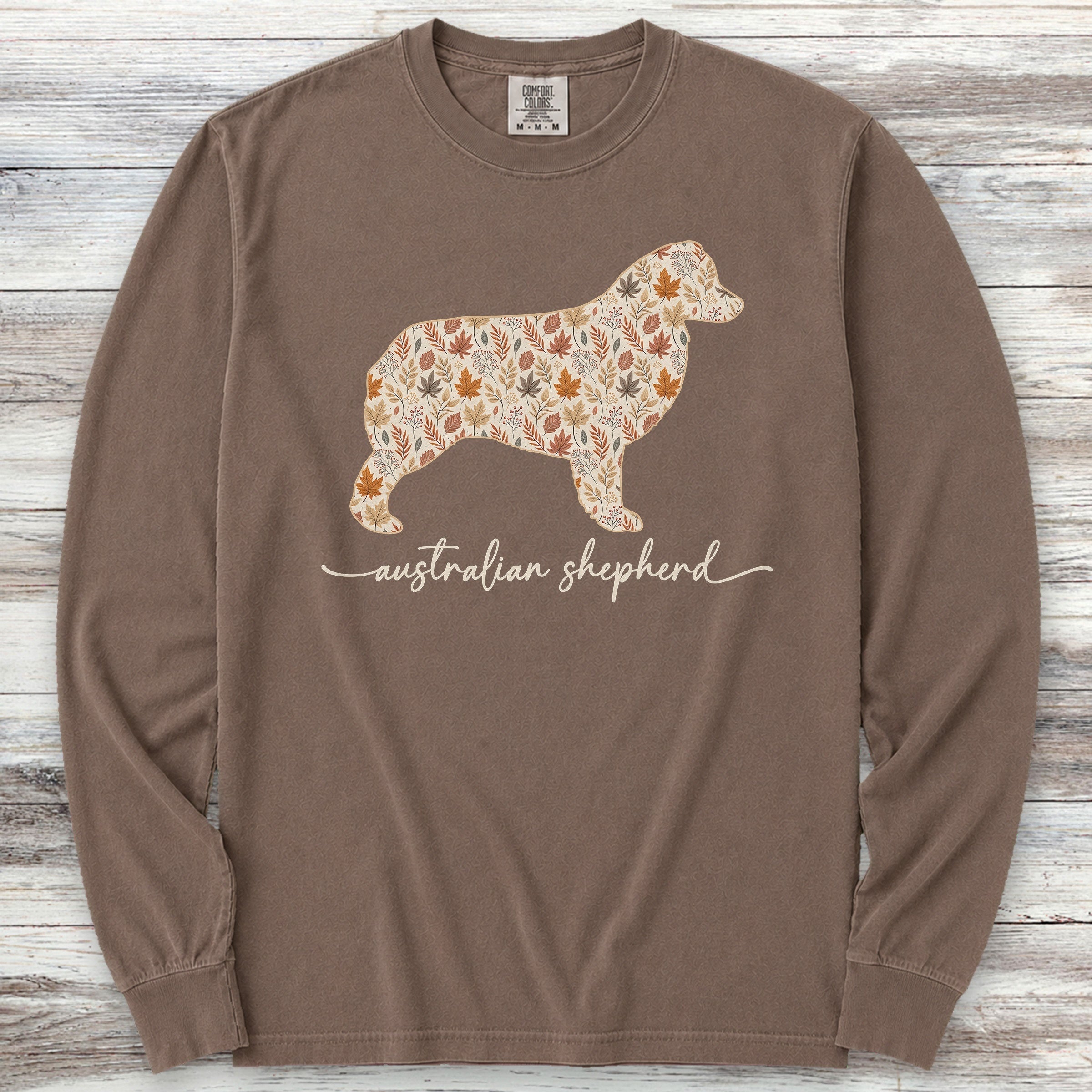 Australian Shepherd Fall Long Sleeve Tee - Espresso
