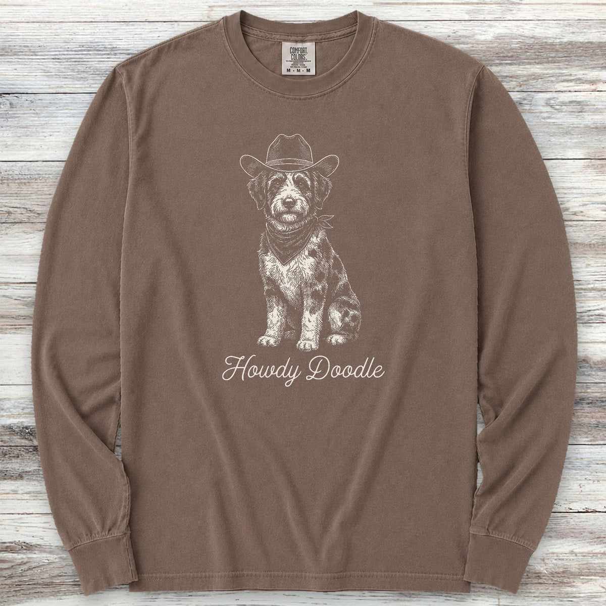 Aussiedoodle Howdy Doodle Long Sleeve Tee - Espresso