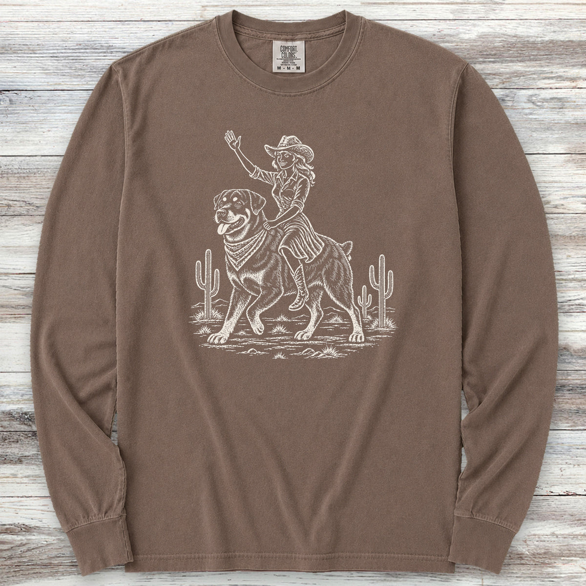 Rottweiler Cowgirl Long Sleeve Tee - Espresso
