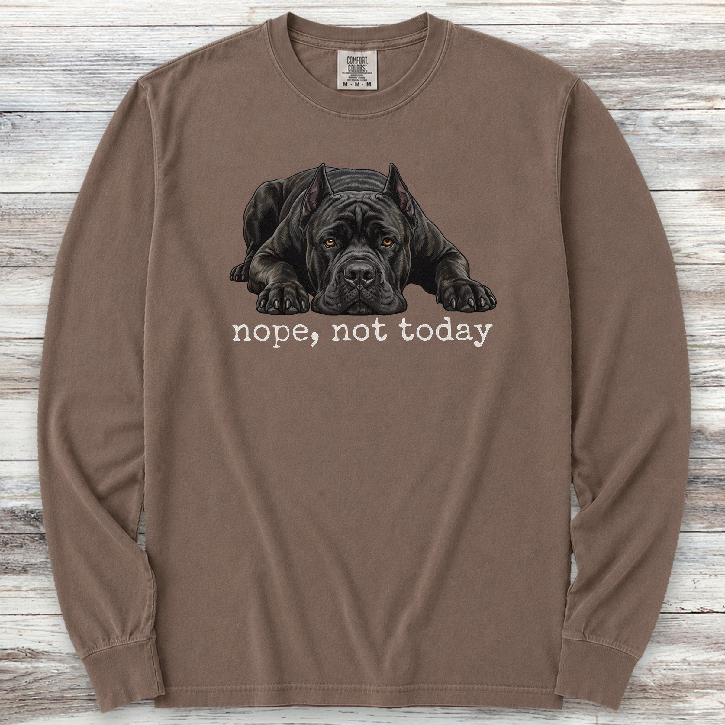 Cane Corso Cropped Nope Long Sleeve Tee - Espresso