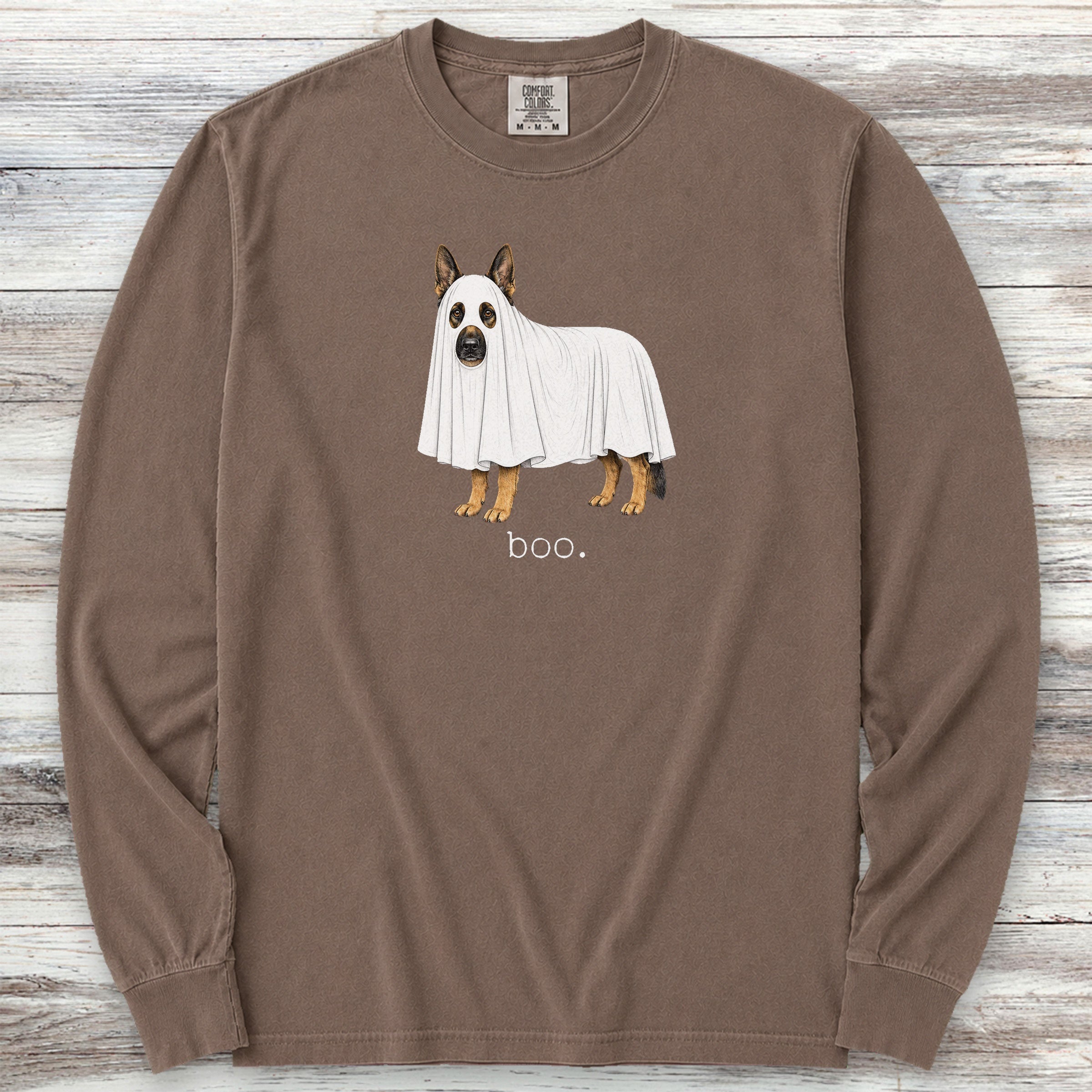 German Shepherd Boo Long Sleeve Tee - Espresso