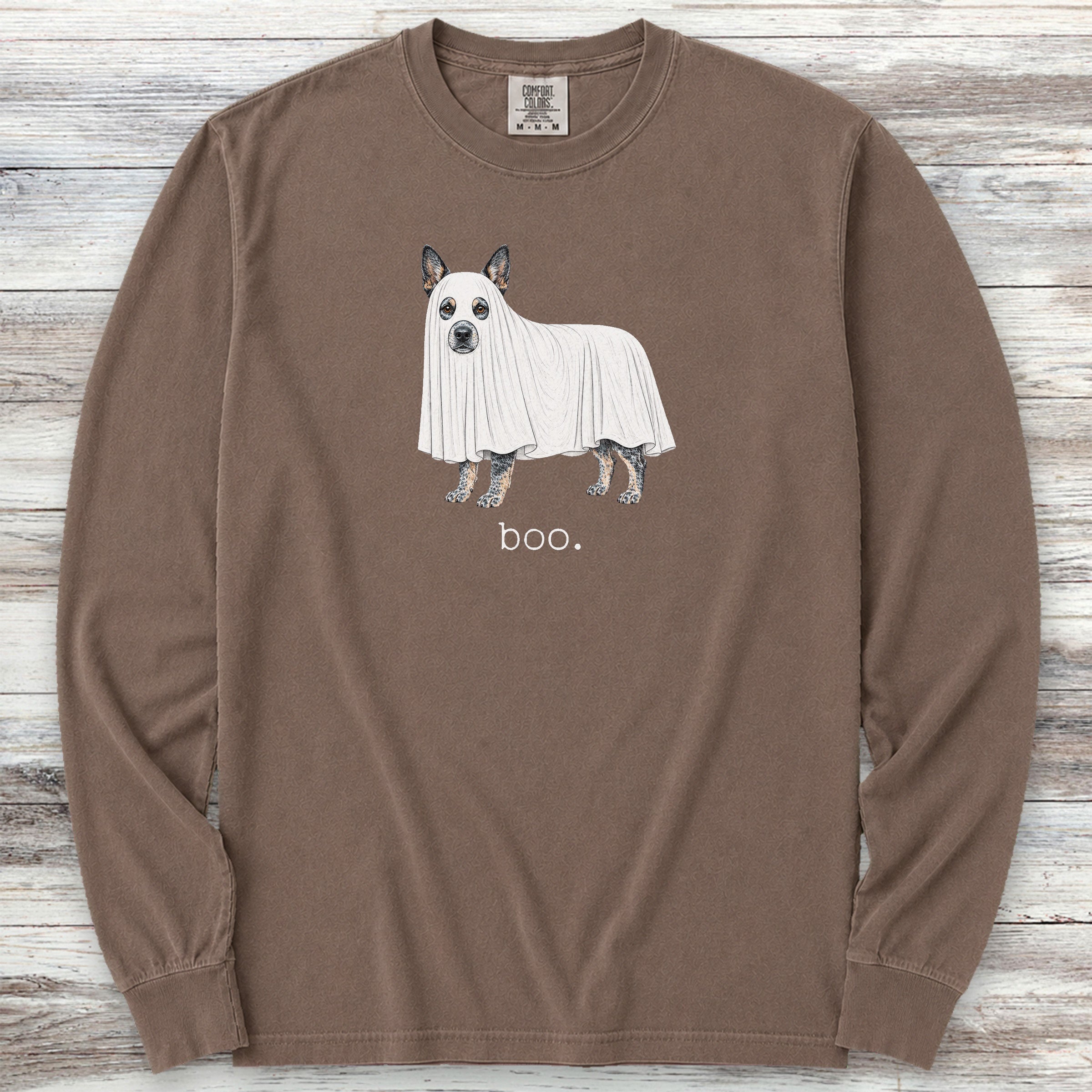 Australian Cattle Dog Boo Long Sleeve Tee - Espresso