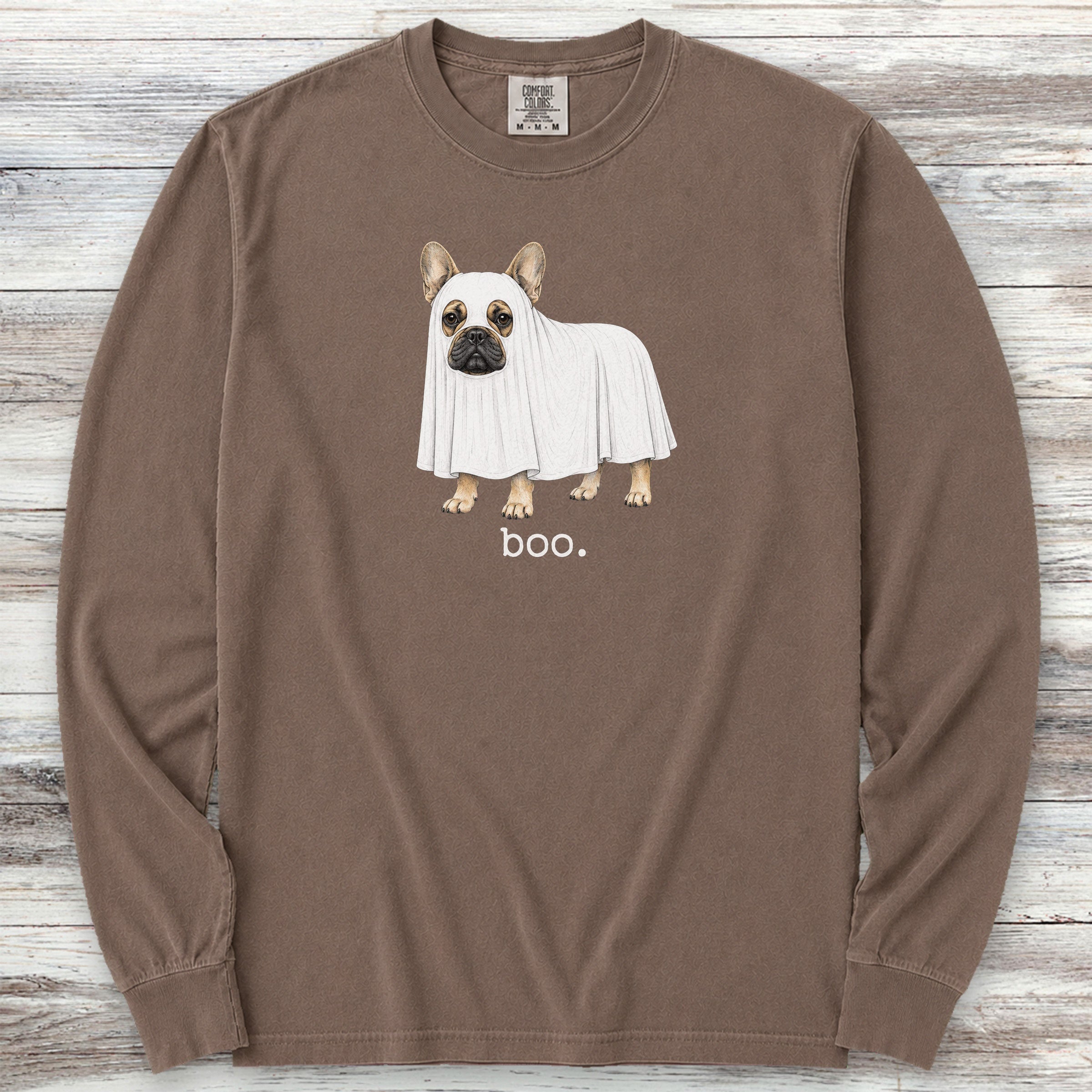 French Bulldog Boo Long Sleeve Tee - Espresso