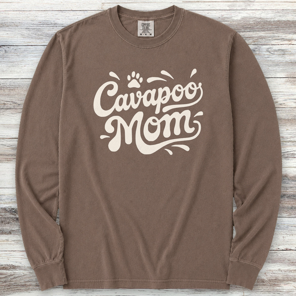 Cavapoo Groovy Mom Long Sleeve Tee - Espresso