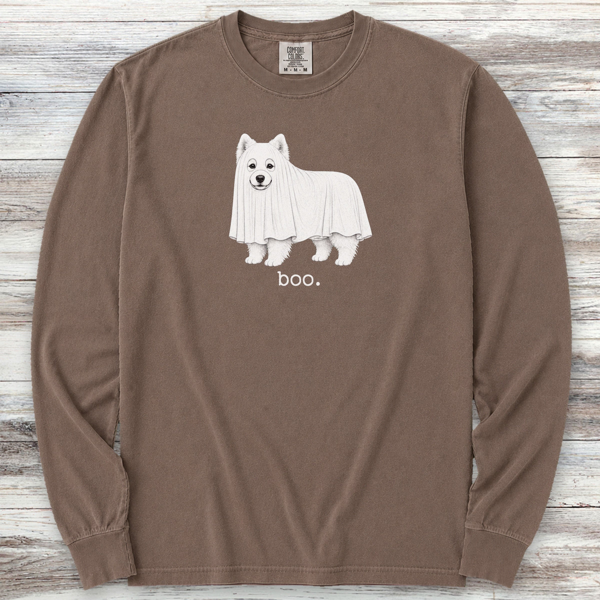 Samoyed Boo Long Sleeve Tee - Espresso