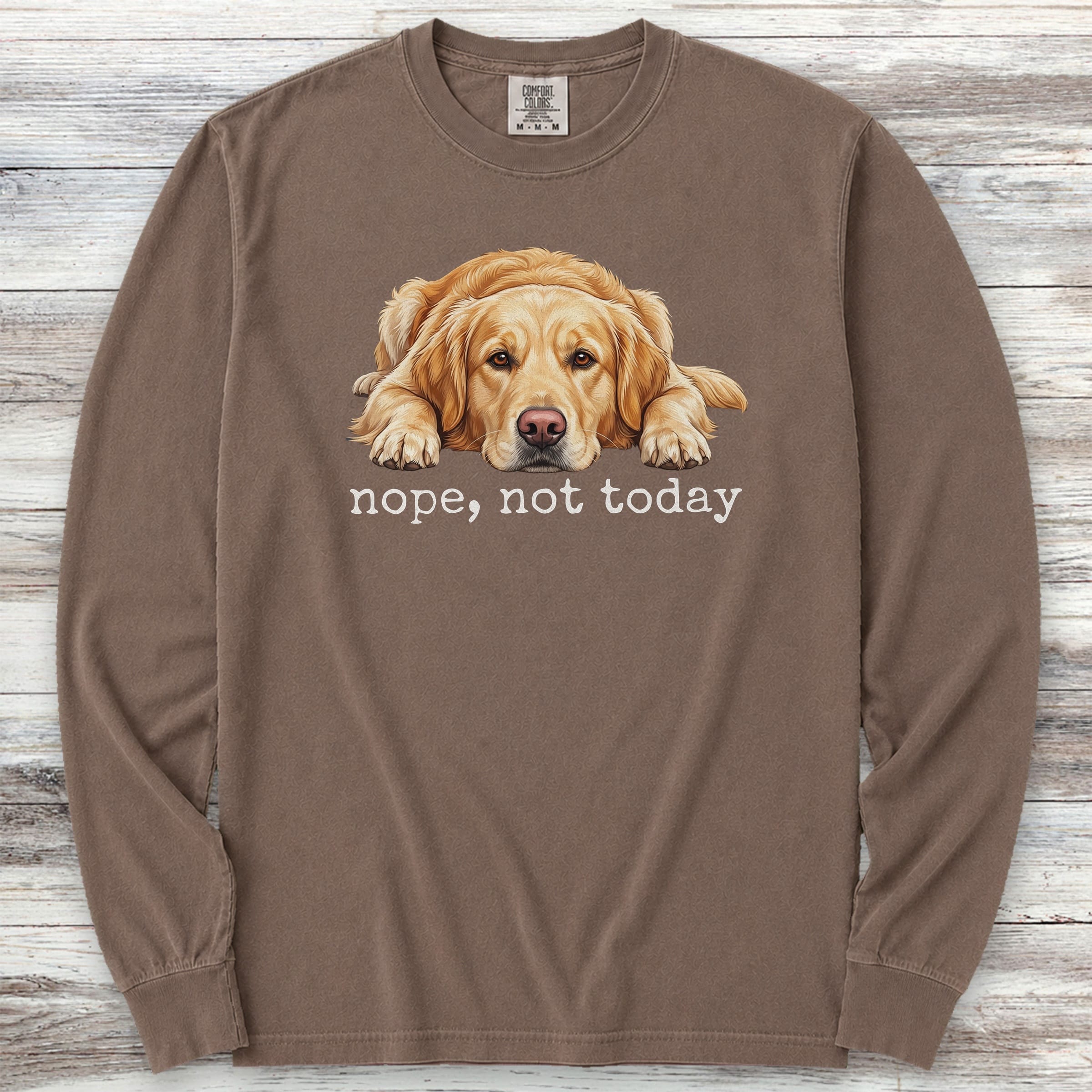Golden Retriever Nope Long Sleeve Tee - Espresso