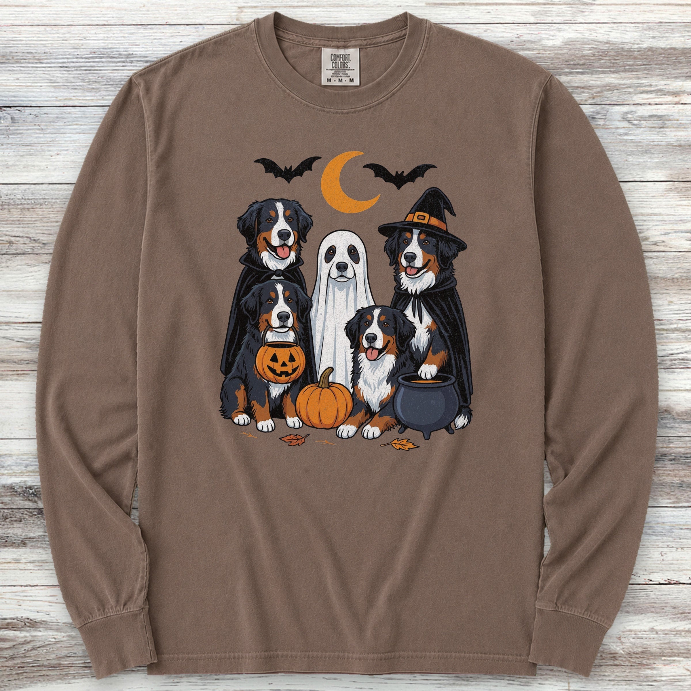 Bernese Mountain Dog Halloween Long Sleeve Tee - Espresso