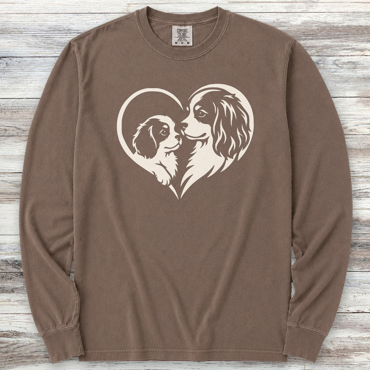 Cavalier King Charles Heart Bond Long Sleeve Tee - Espresso