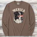 Border Collie 'Merica Long Sleeve Tee - Espresso