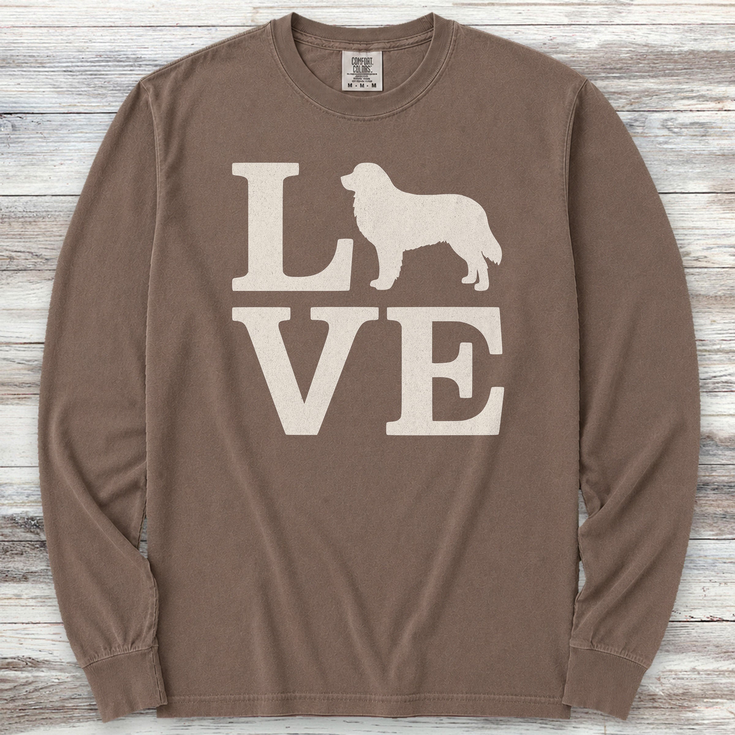 Bernese Mountain Dog Love Long Sleeve Tee - Espresso