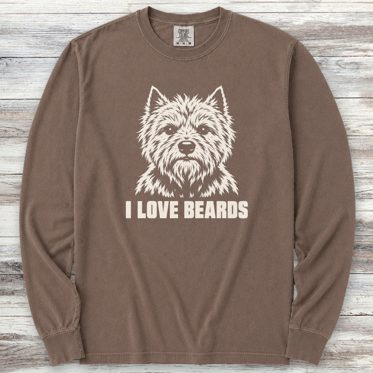 Cairn Terrier I Love Beards Long Sleeve Tee - Espresso