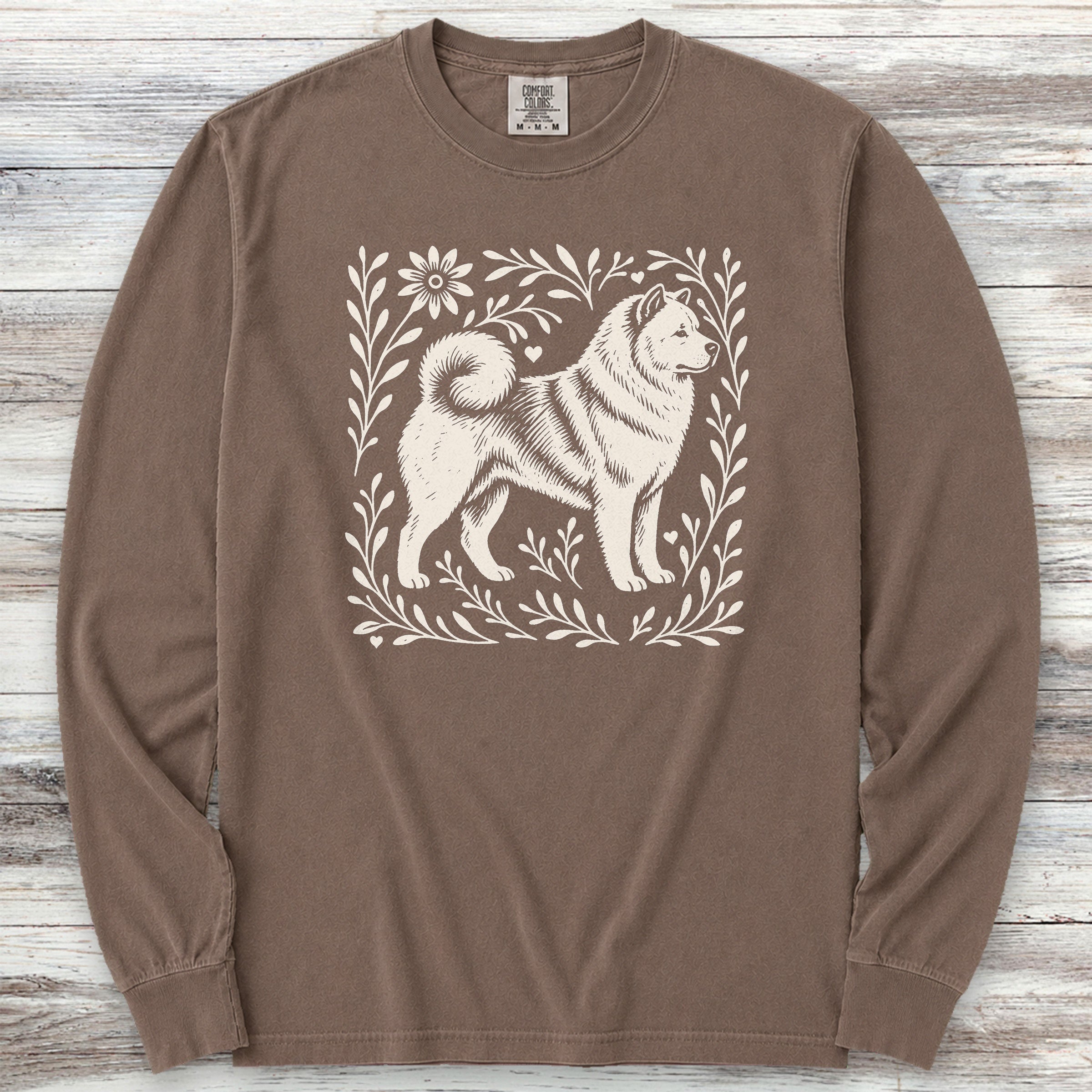 Akita Linocut Long Sleeve Tee - Espresso