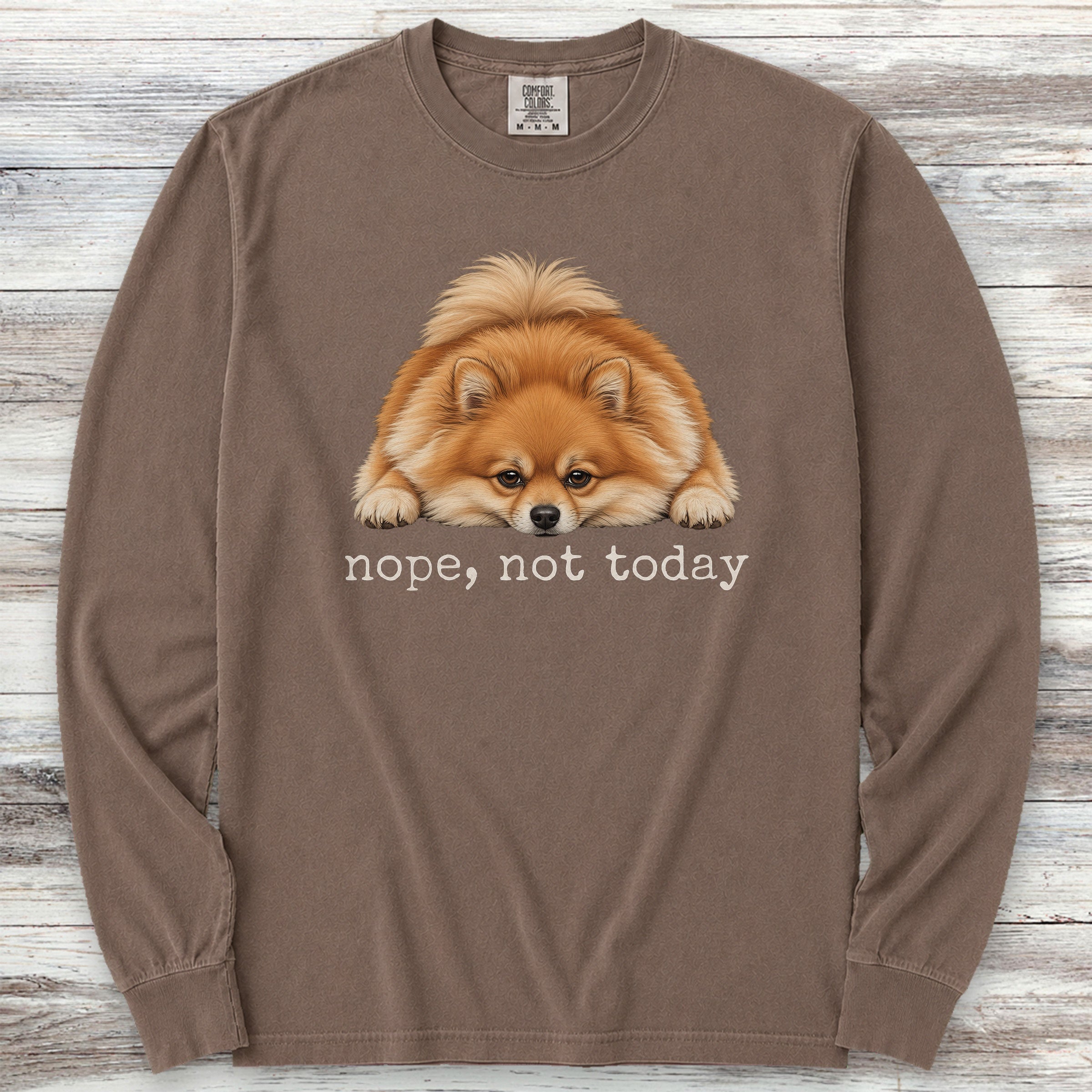 Pomeranian Nope Long Sleeve Tee - Espresso