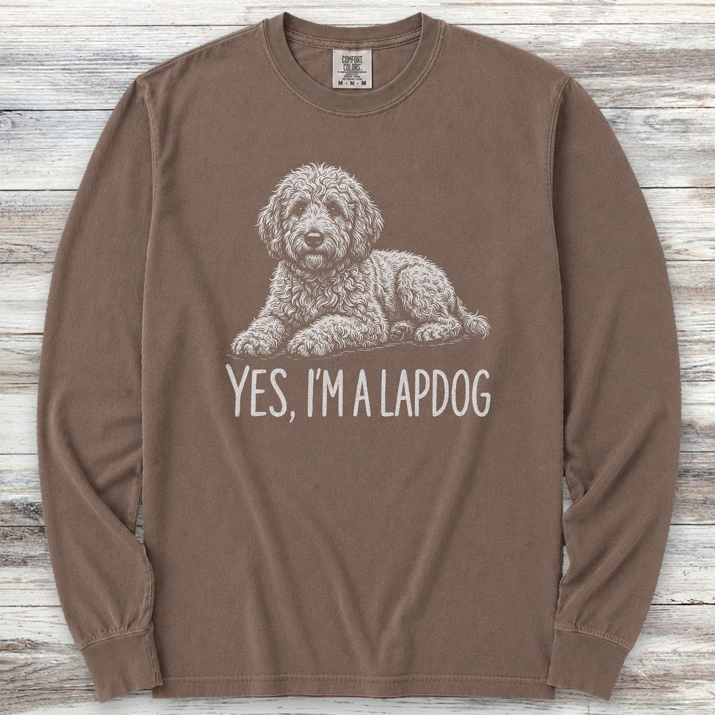 Doodle Lapdog Long Sleeve Tee - Espresso