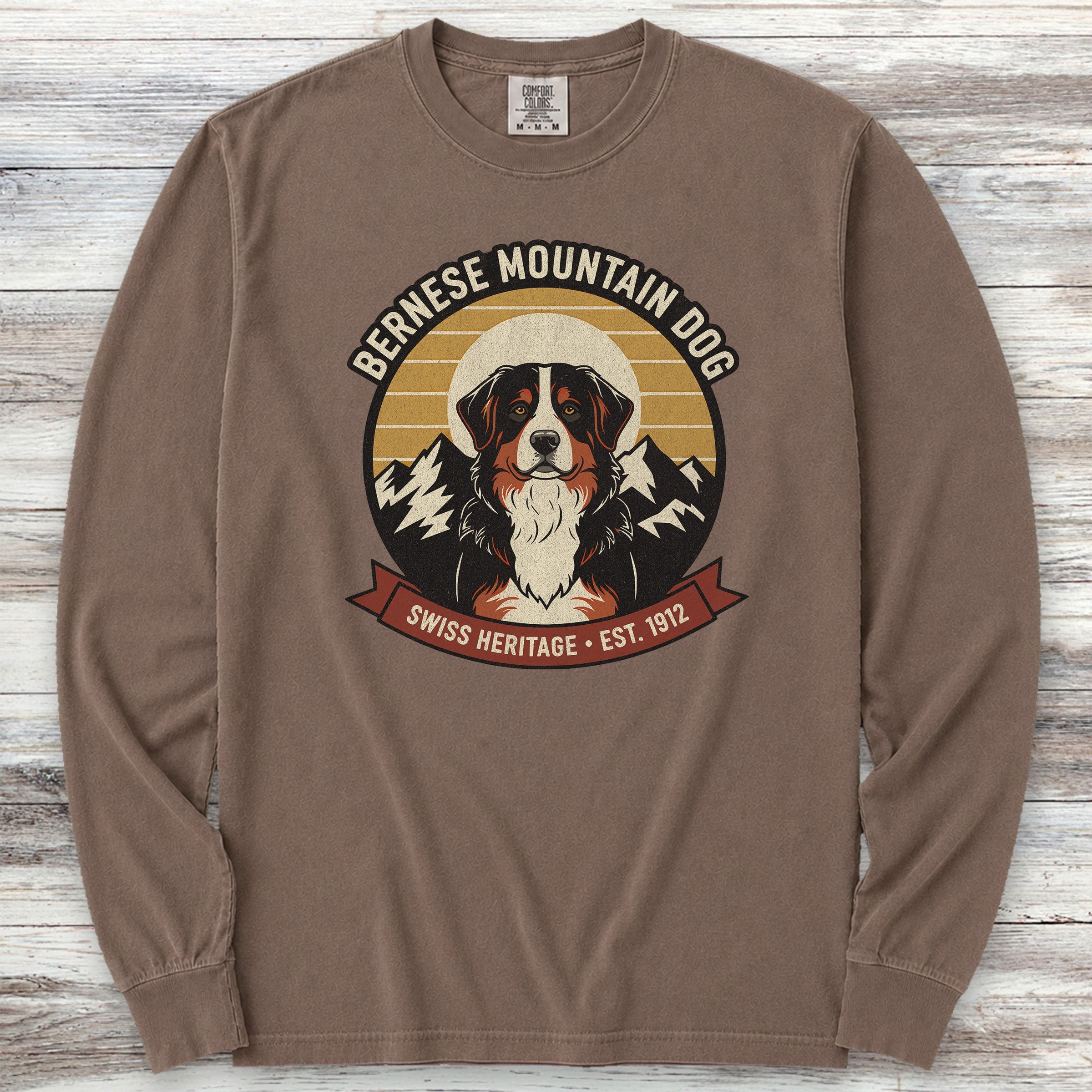 Bernese Mountain Dog Heritage Long Sleeve Tee - Espresso