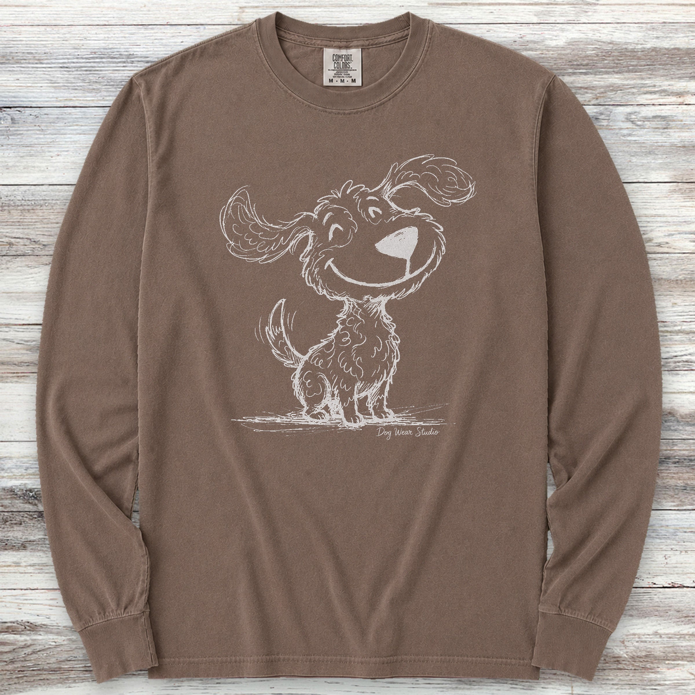 Doodle Sketch Long Sleeve Tee - Espresso