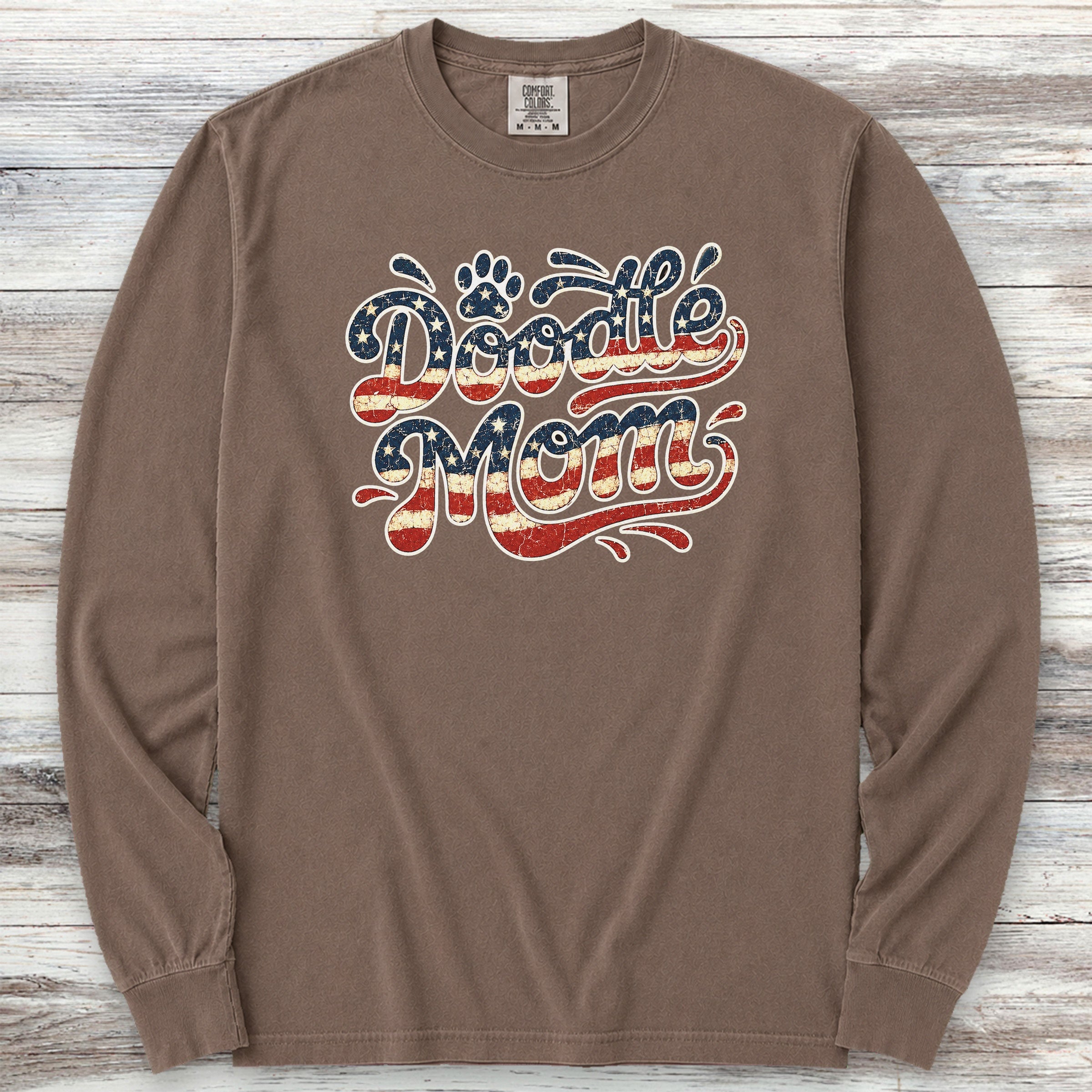 Doodle USA Mom Long Sleeve Tee - Espresso