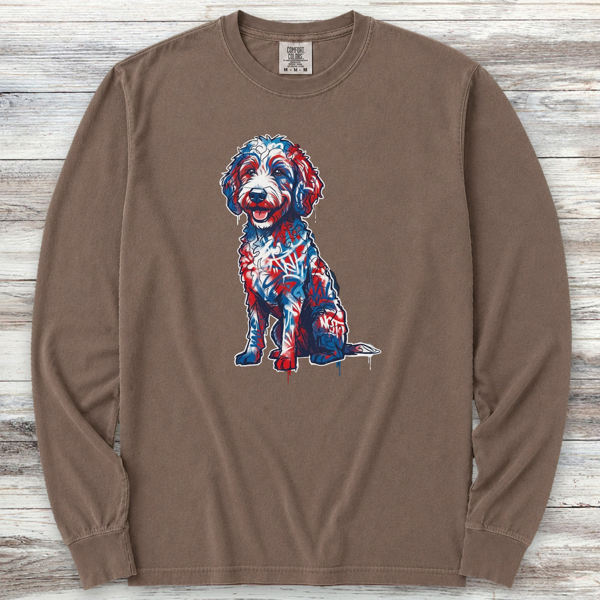 Doodle American Graffiti Art Long Sleeve Tee - Espresso