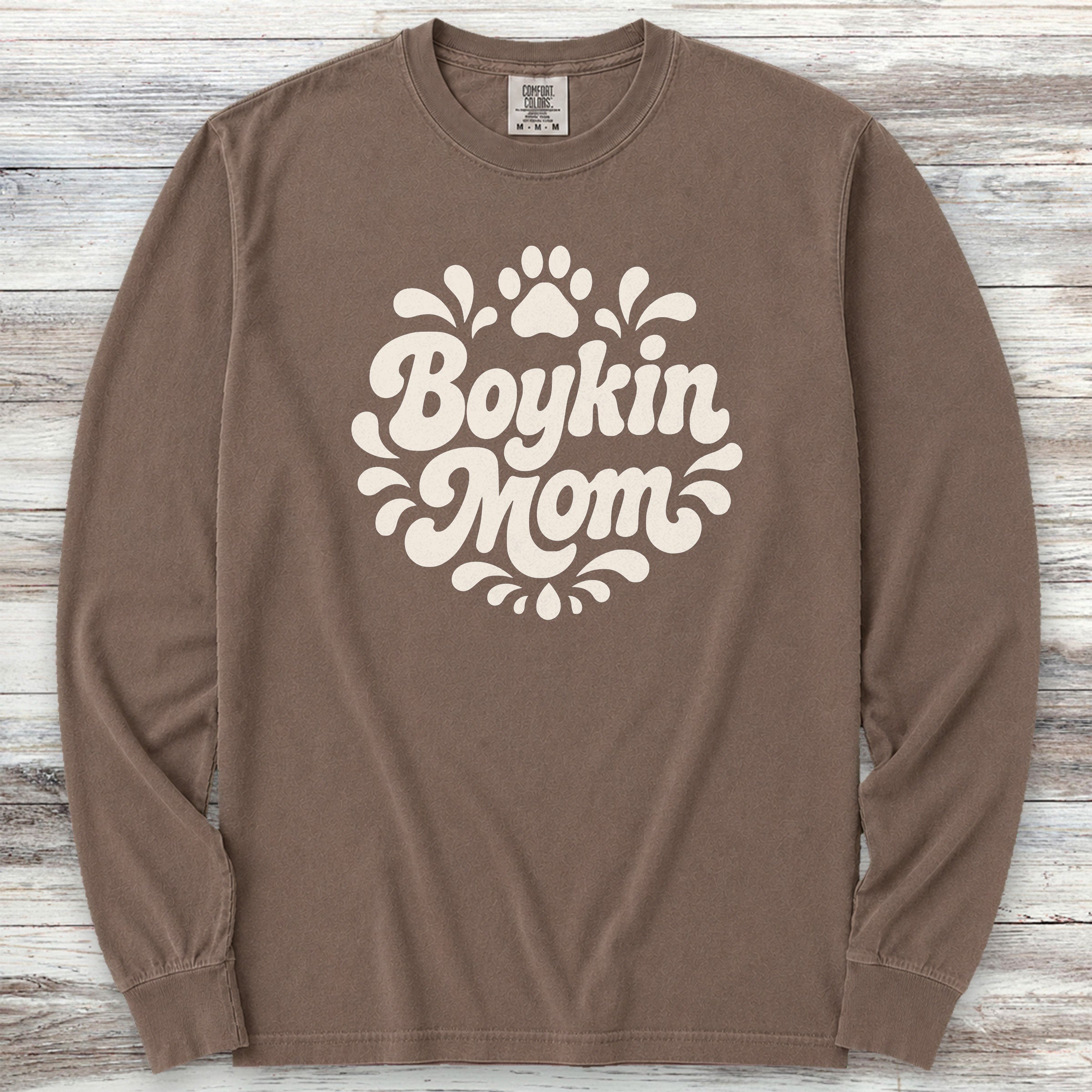 Boykin Spaniel Groovy Mom Long Sleeve Tee - Espresso