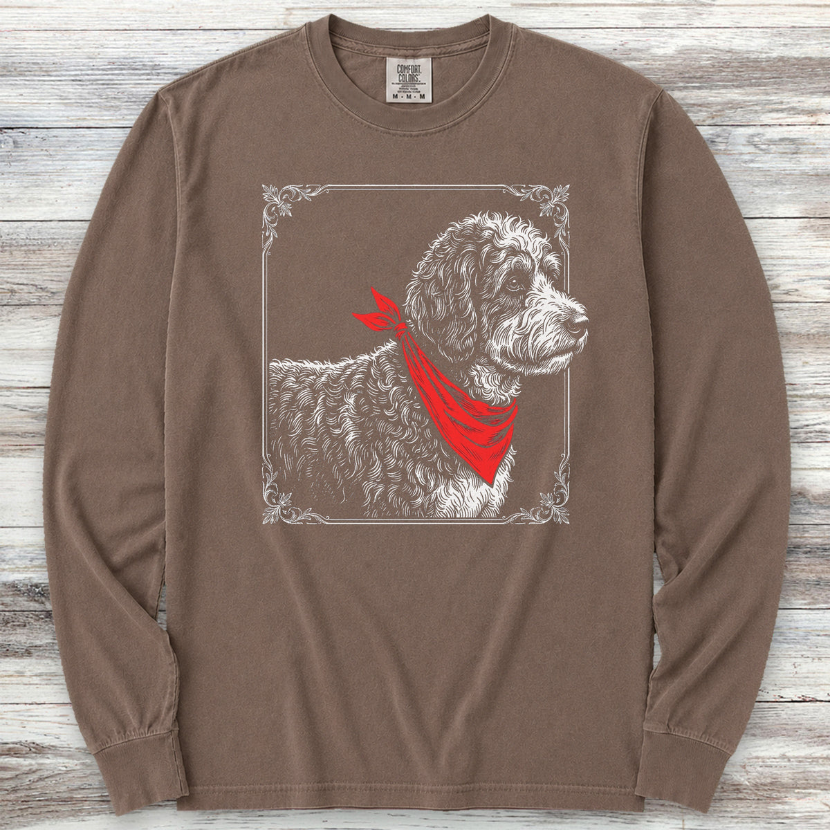 Bernedoodle Etching Long Sleeve Tee - Espresso