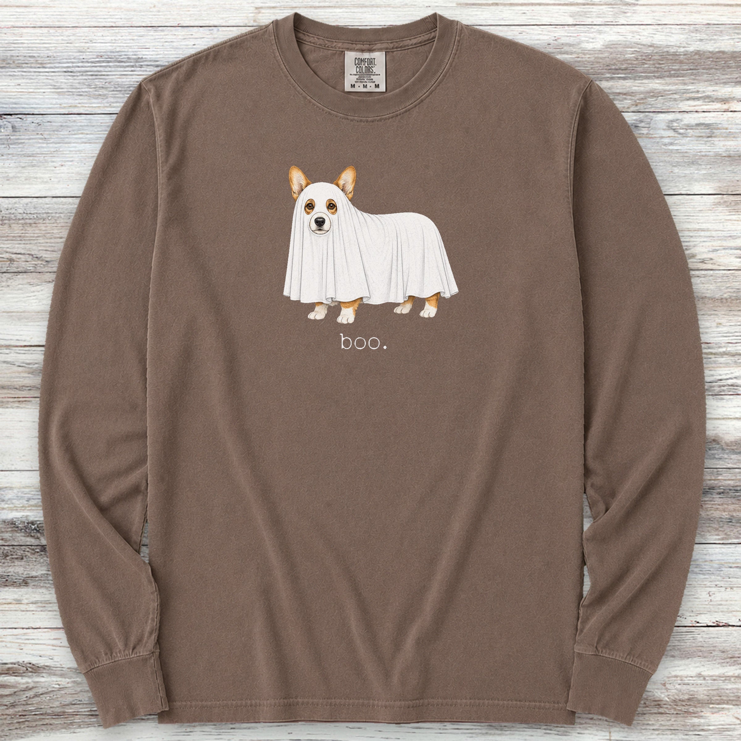 Corgi Boo Long Sleeve Tee - Espresso