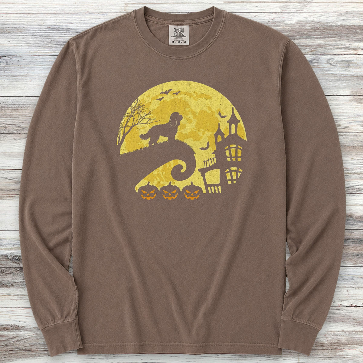 Cockapoo Halloween Moon Long Sleeve Tee - Espresso