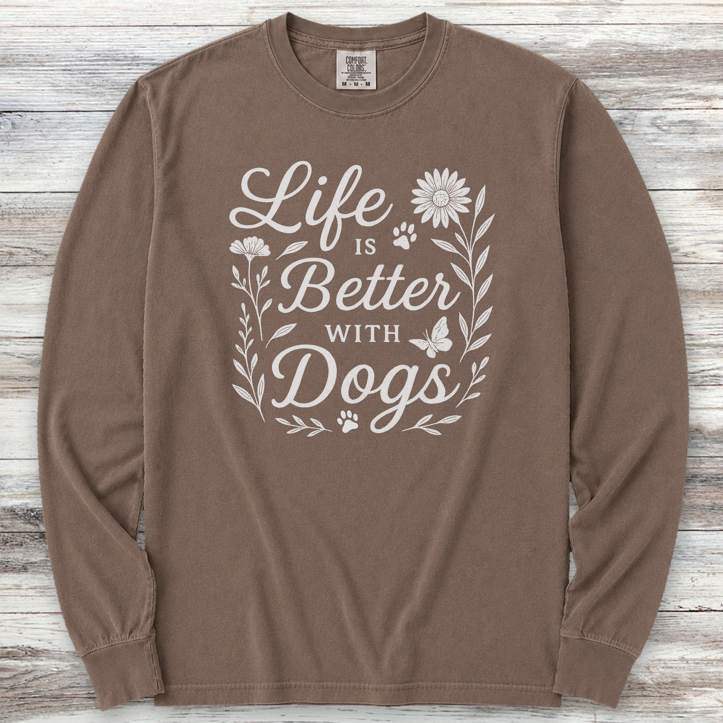 Life is Better Wildflowers Long Sleeve Tee - Espresso