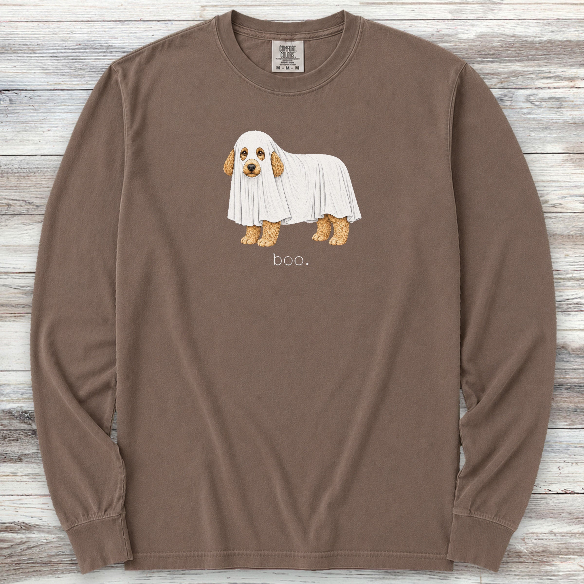 Goldendoodle Boo Long Sleeve Tee - Espresso