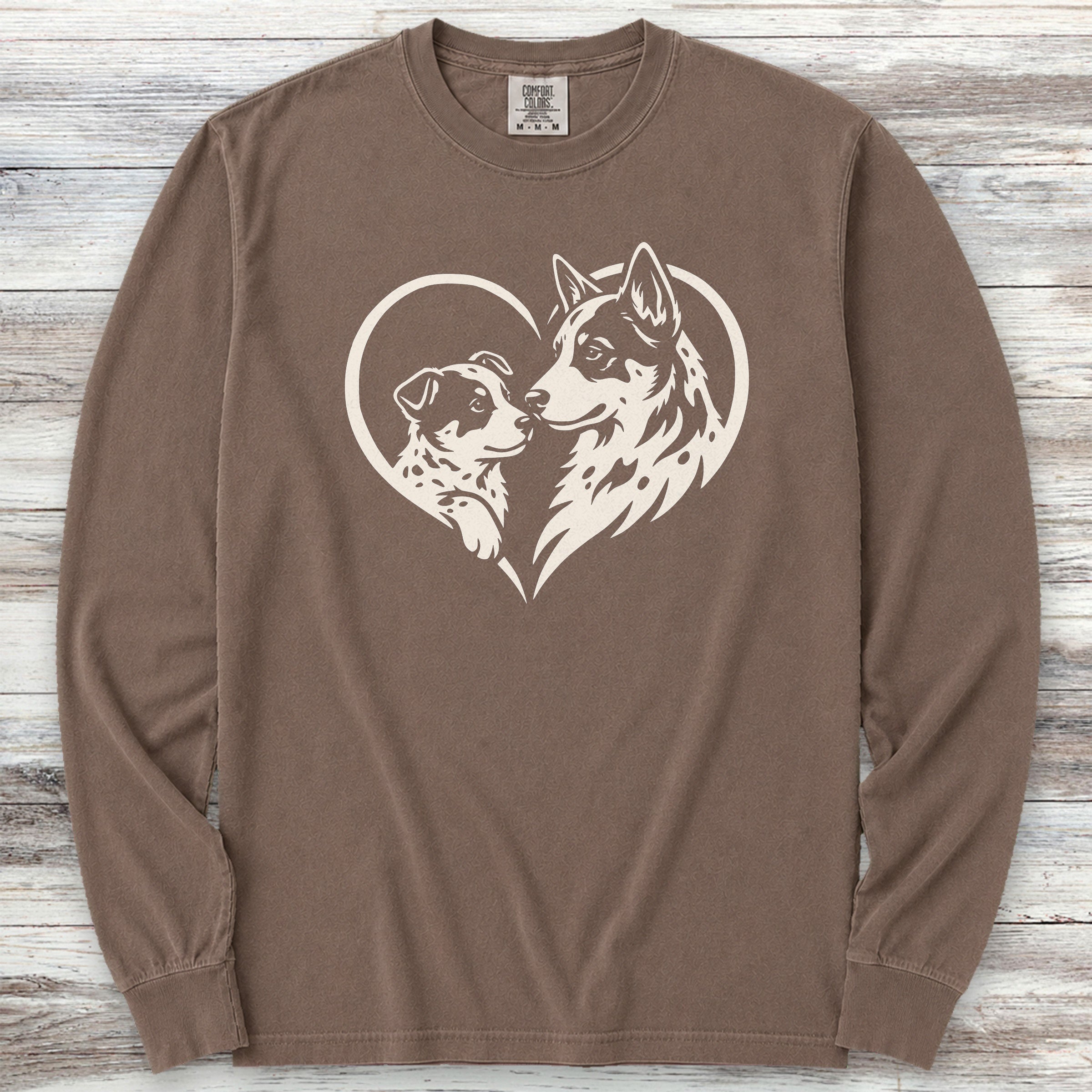 Australian Cattle Dog Heart Bond Long Sleeve Tee - Espresso