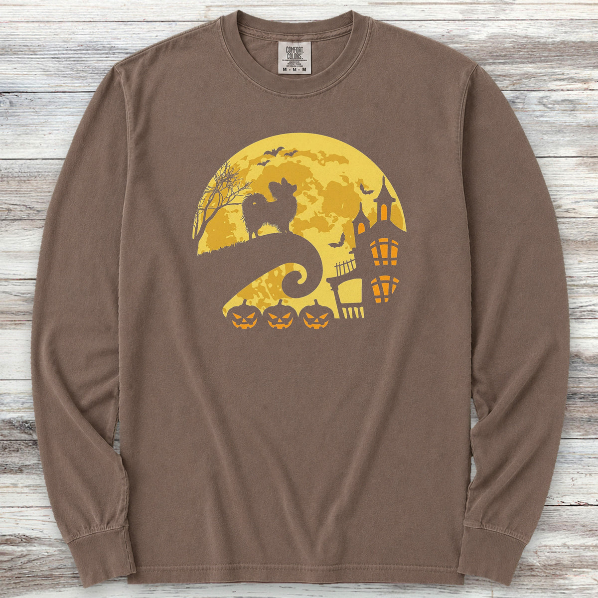 Papillon Halloween Moon Long Sleeve Tee - Espresso