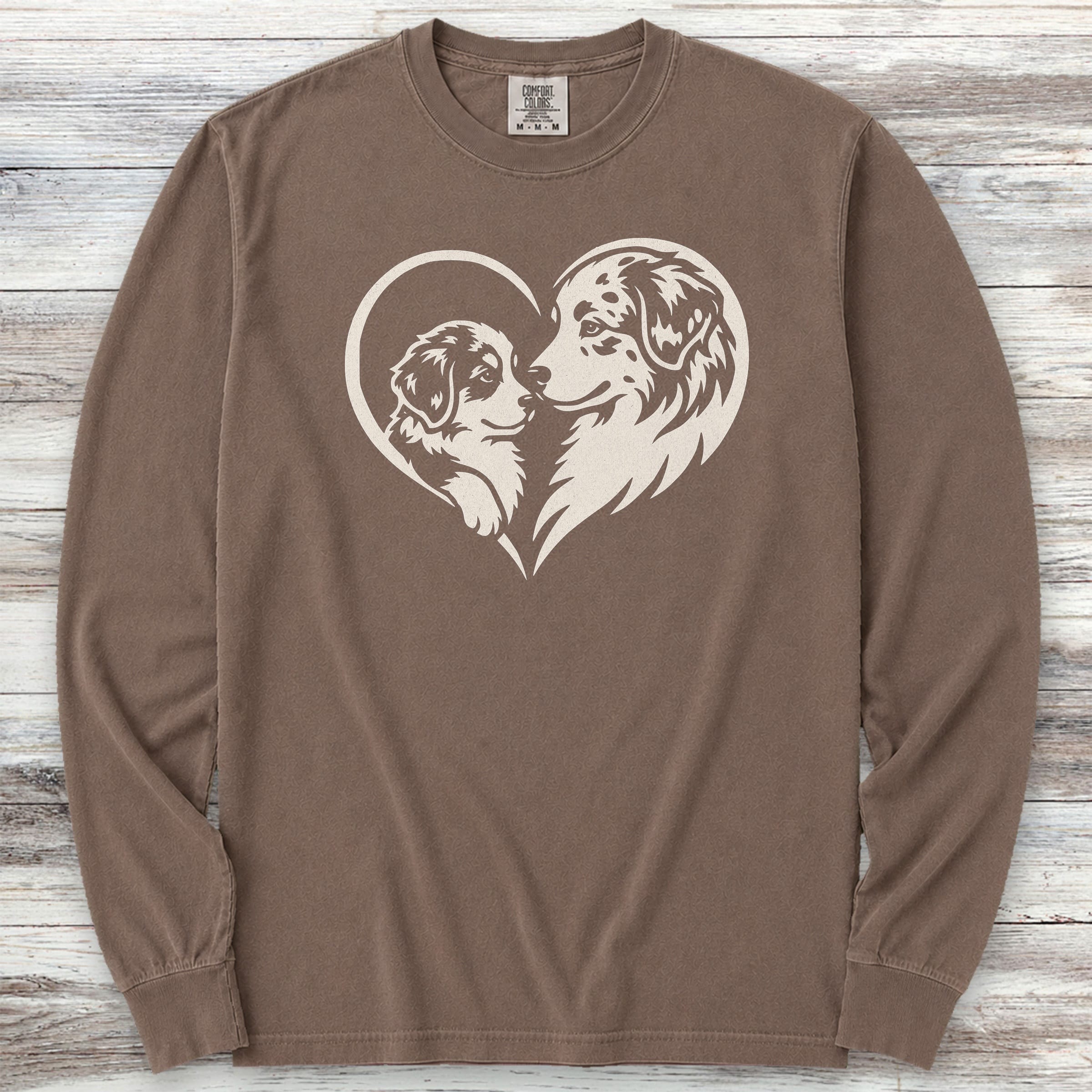 Australian Shepherd Heart Bond Long Sleeve Tee - Espresso